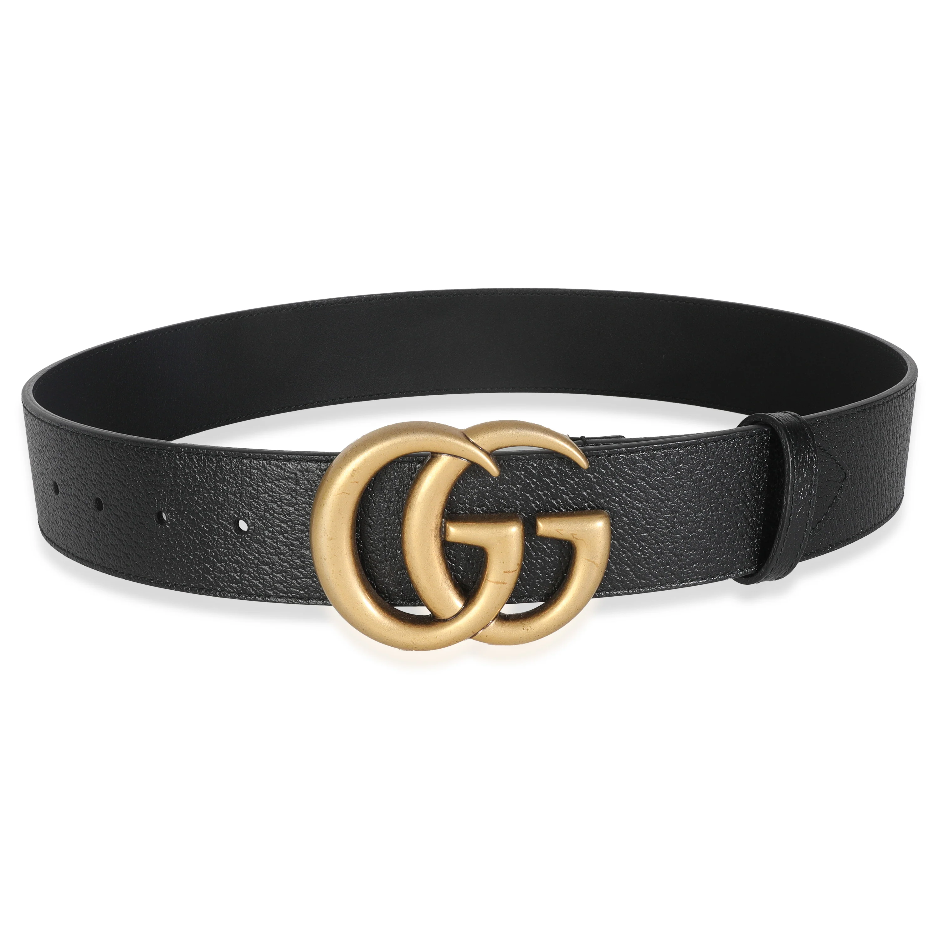 Black Grained Leather GG Marmont Wide Belt 75/30 - Image 2