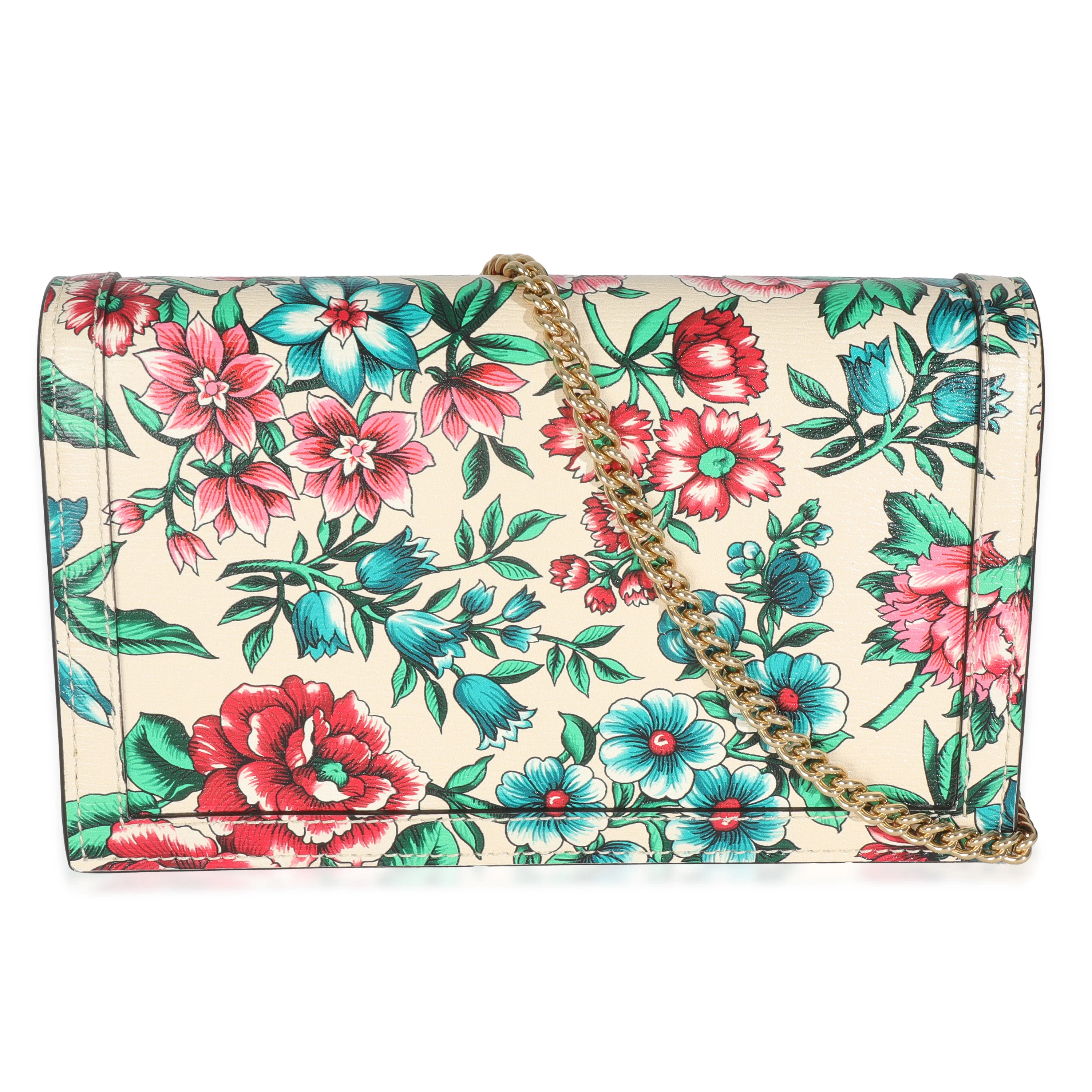 New Shanghai Floral Calfskin Bamboo Diana Chain Wallet - Image 4