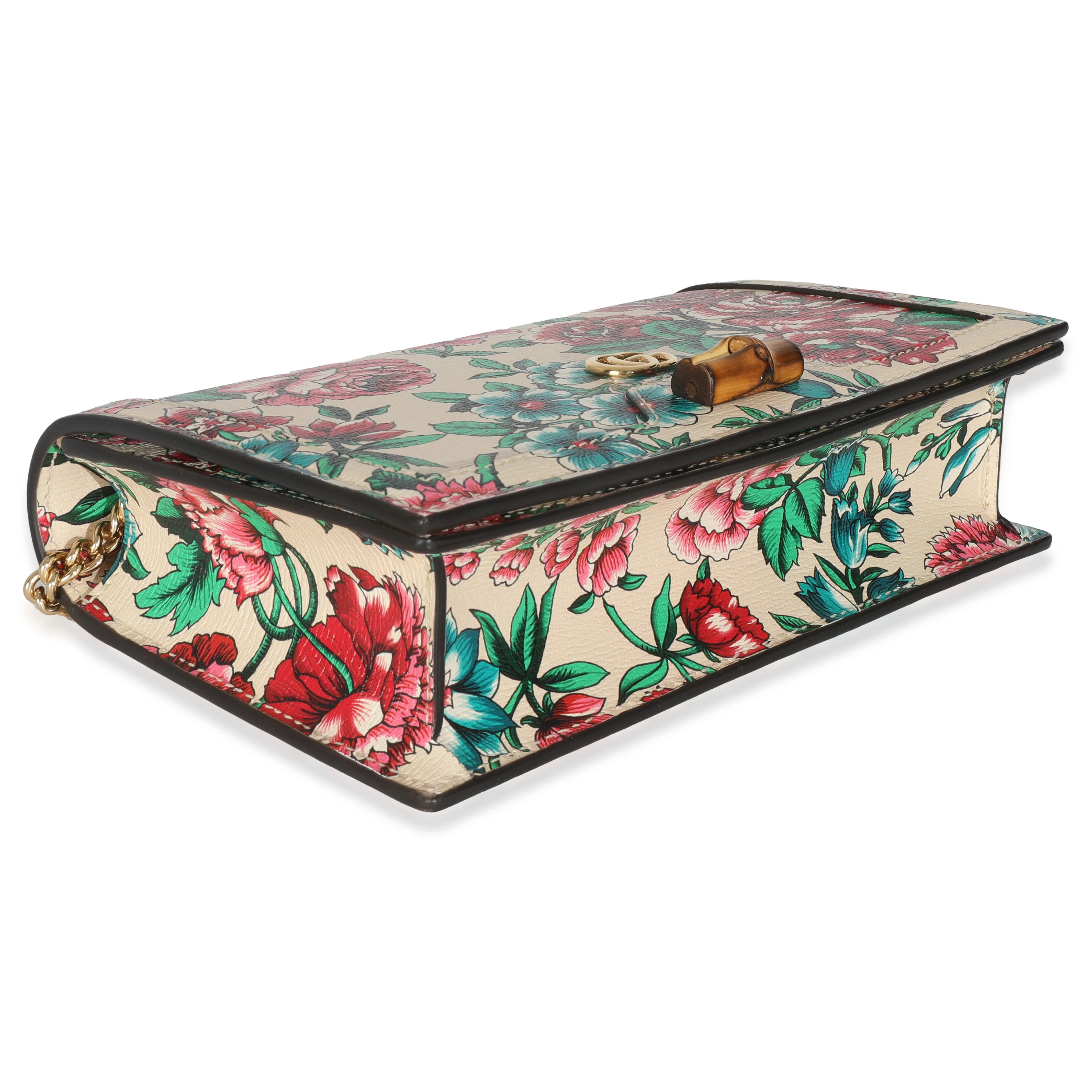 New Shanghai Floral Calfskin Bamboo Diana Chain Wallet - Image 6