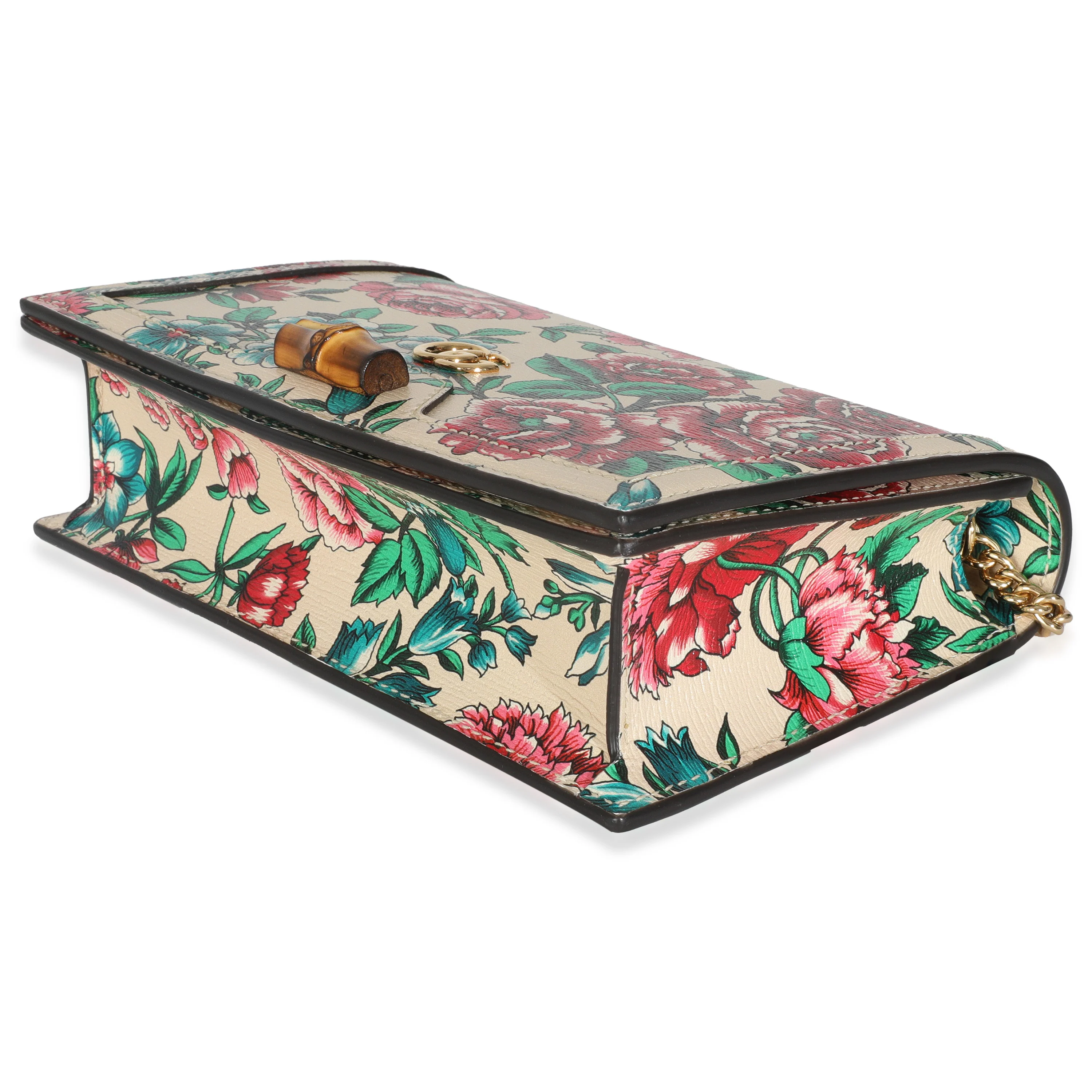 New Shanghai Floral Calfskin Bamboo Diana Chain Wallet - Image 7