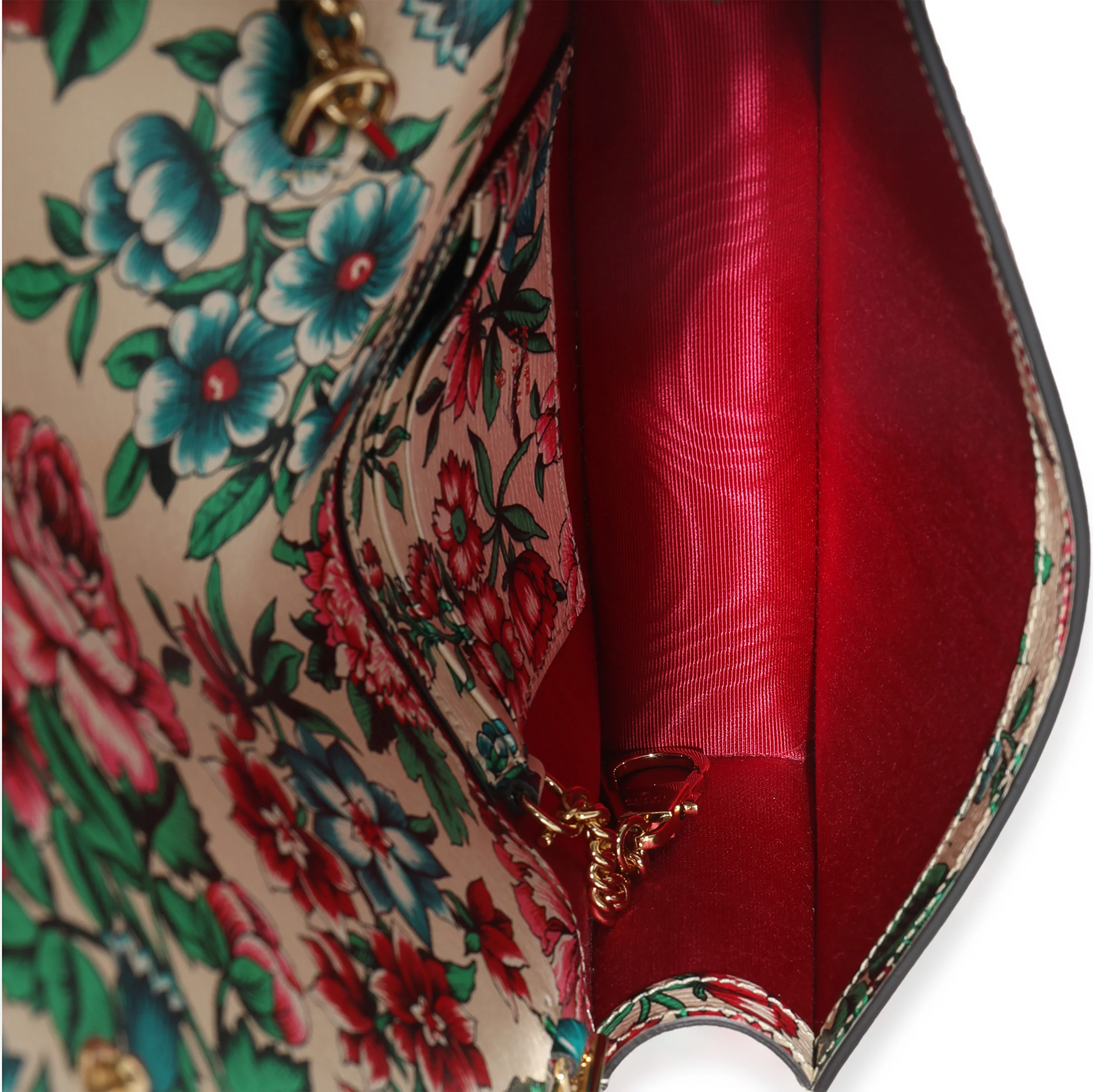 New Shanghai Floral Calfskin Bamboo Diana Chain Wallet - Image 9