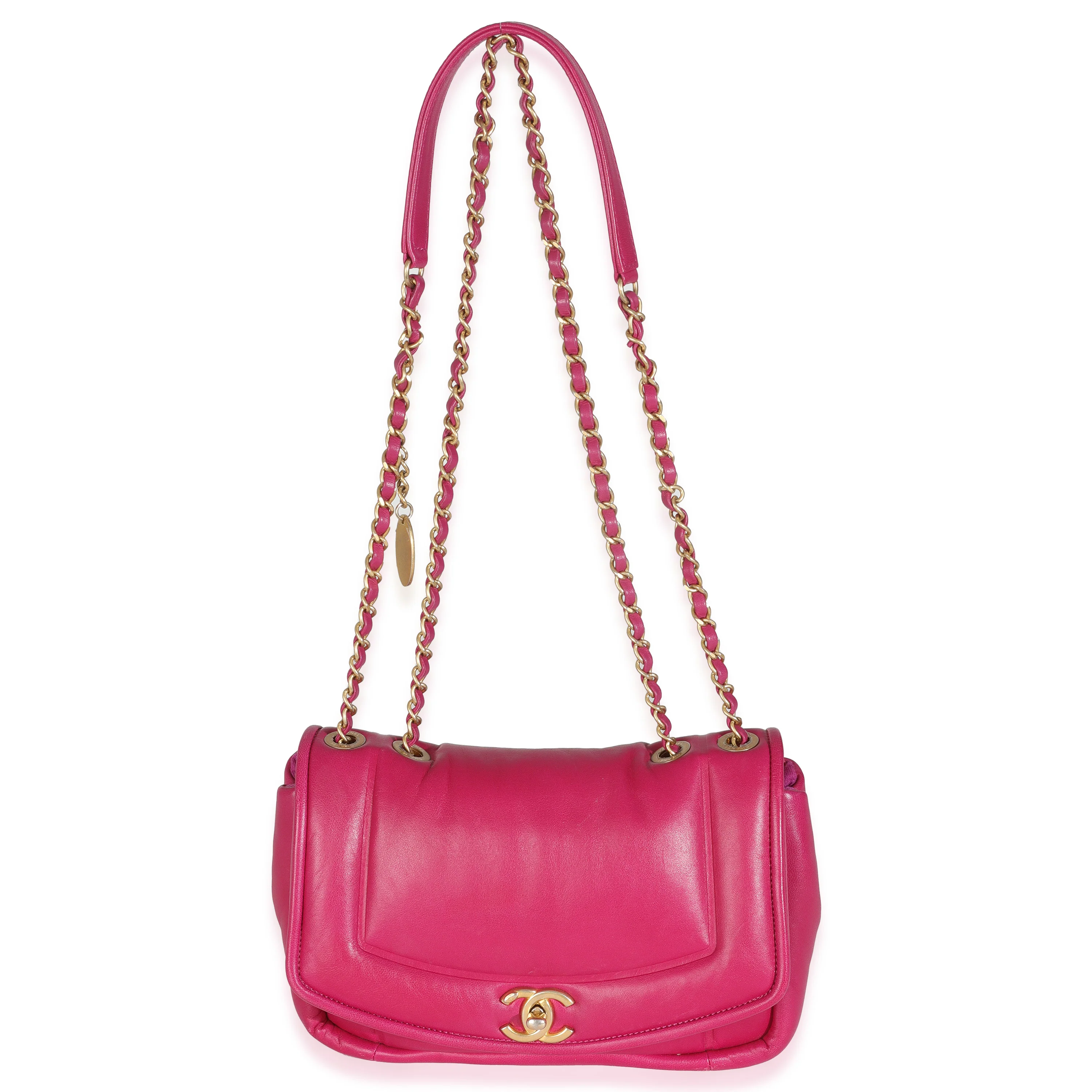 Dark Pink Lambskin Medium Simply Flap Bag - Image 8