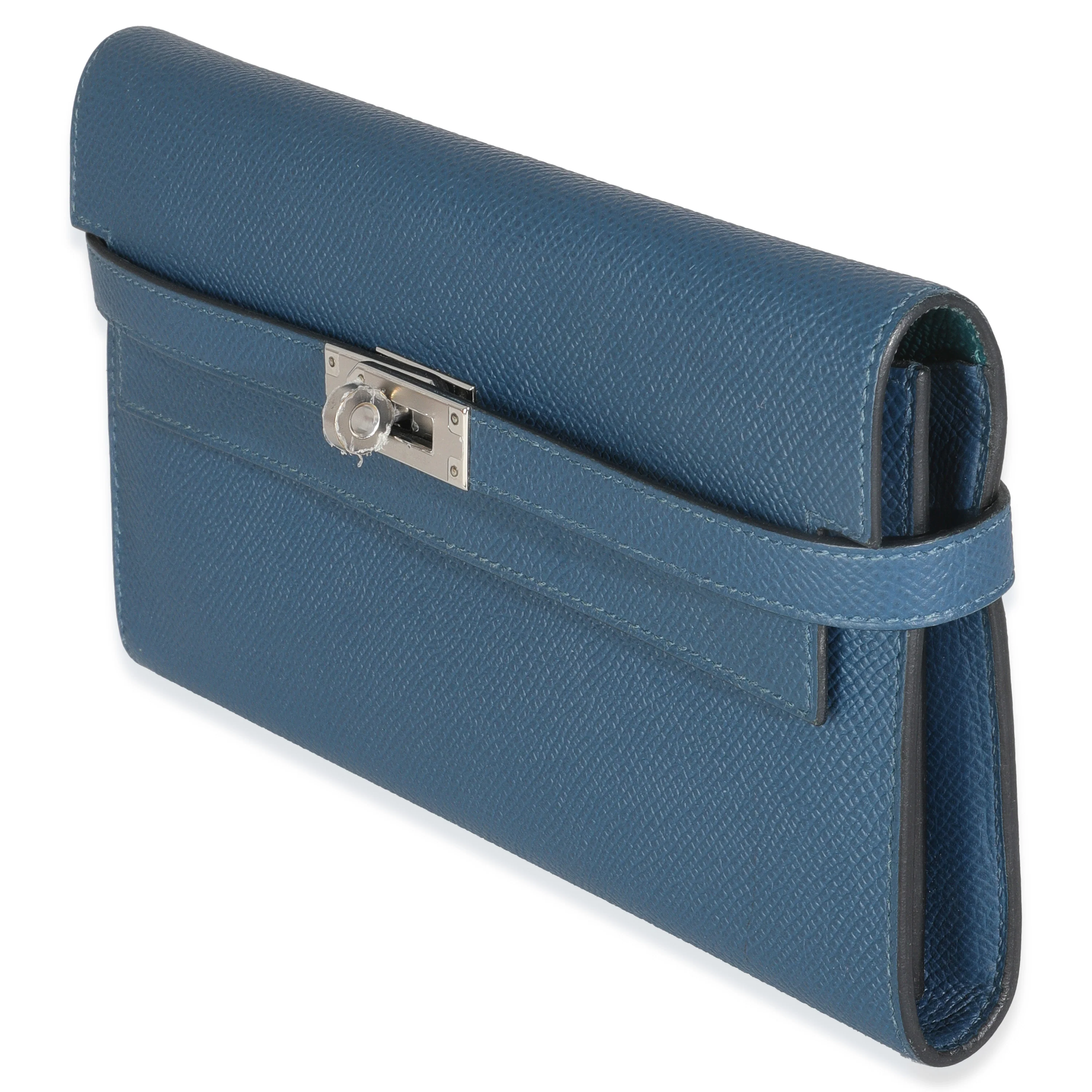 Deep Bleu Vert Bosphore Verso Epsom Kelly Wallet PHW - Image 2