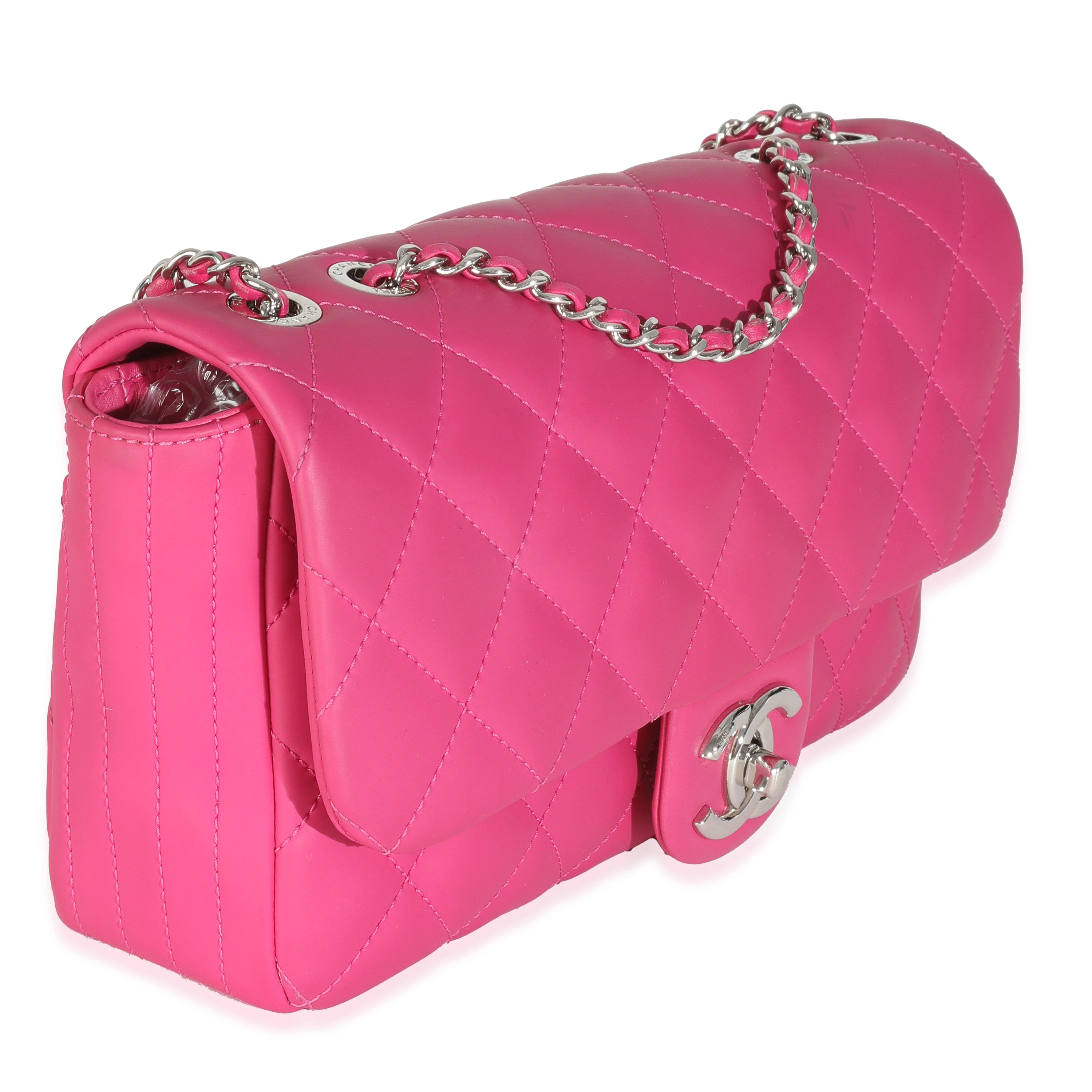 Pink Rubber Quilted Lambskin Medium Coco Rain Flap Bag - Image 3