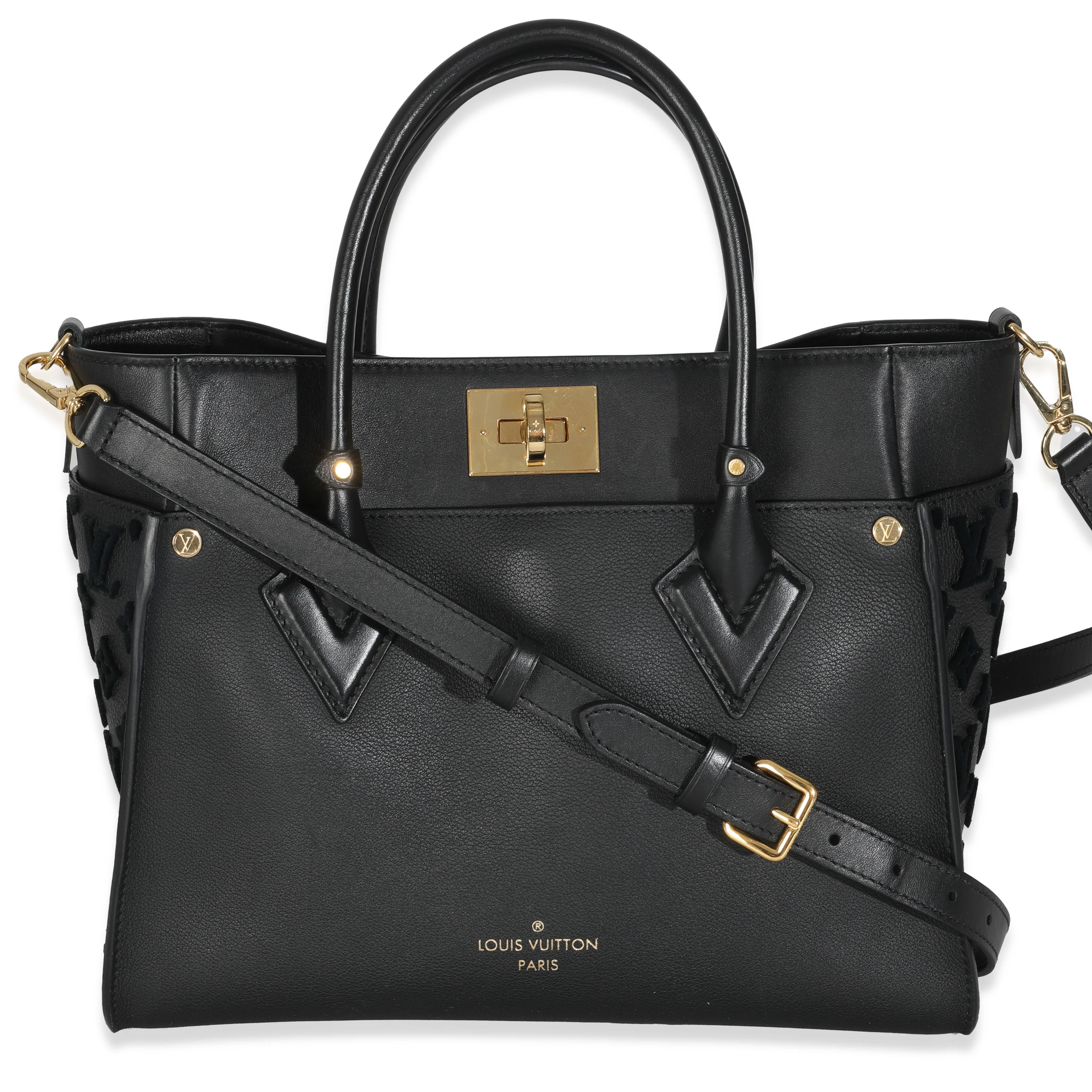 Black Calfskin Monogram Tufting On My Side MM