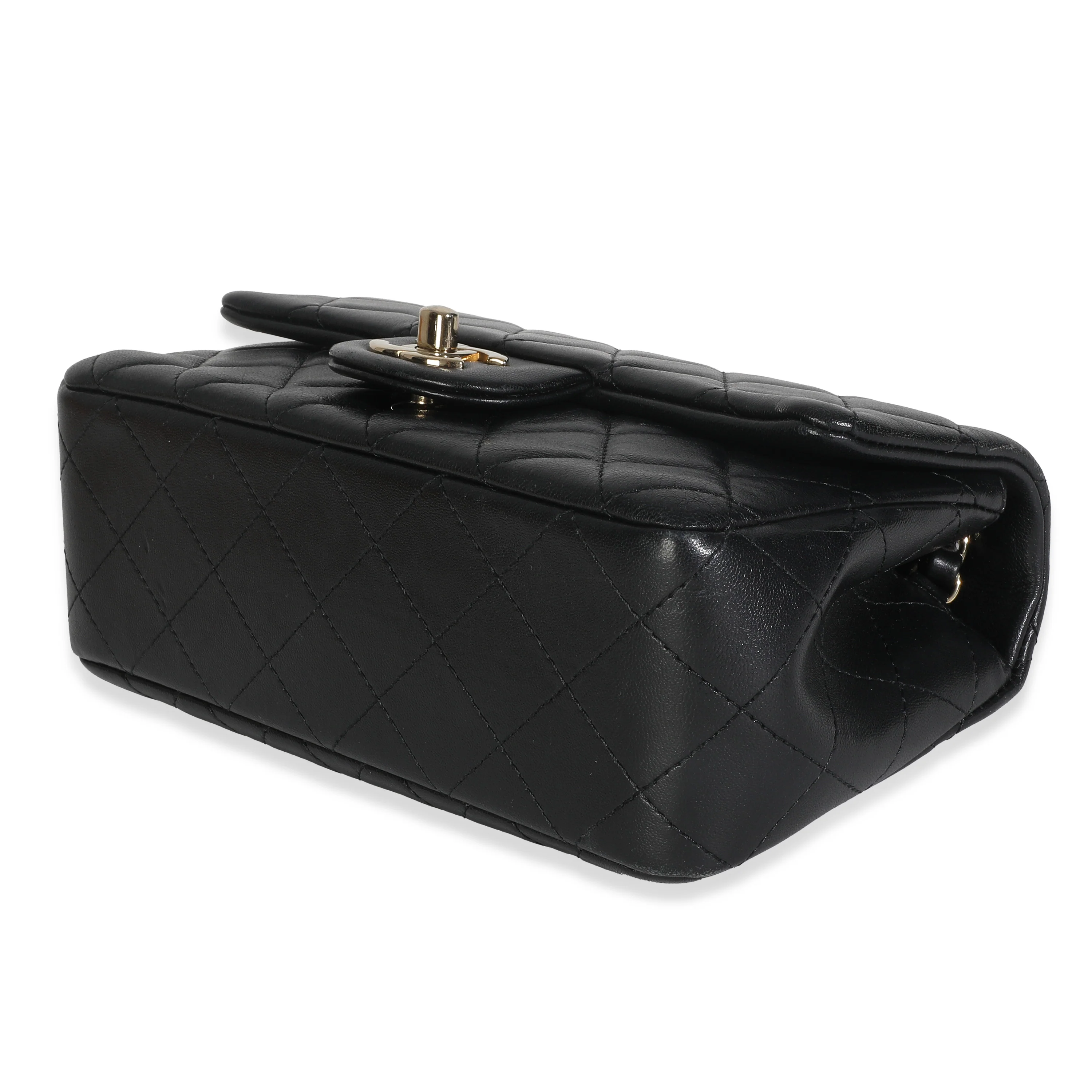Black Quilted Lambskin Mini Rectangular Flap Bag - Image 6