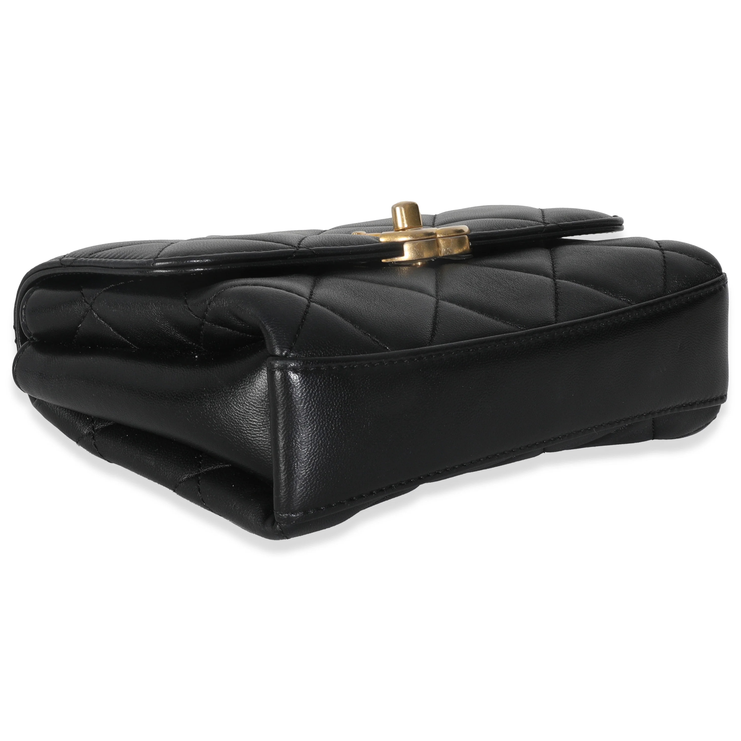 Black Quilted Lambskin Small CC Crystal Logo Chain Flap Bag - Image 6