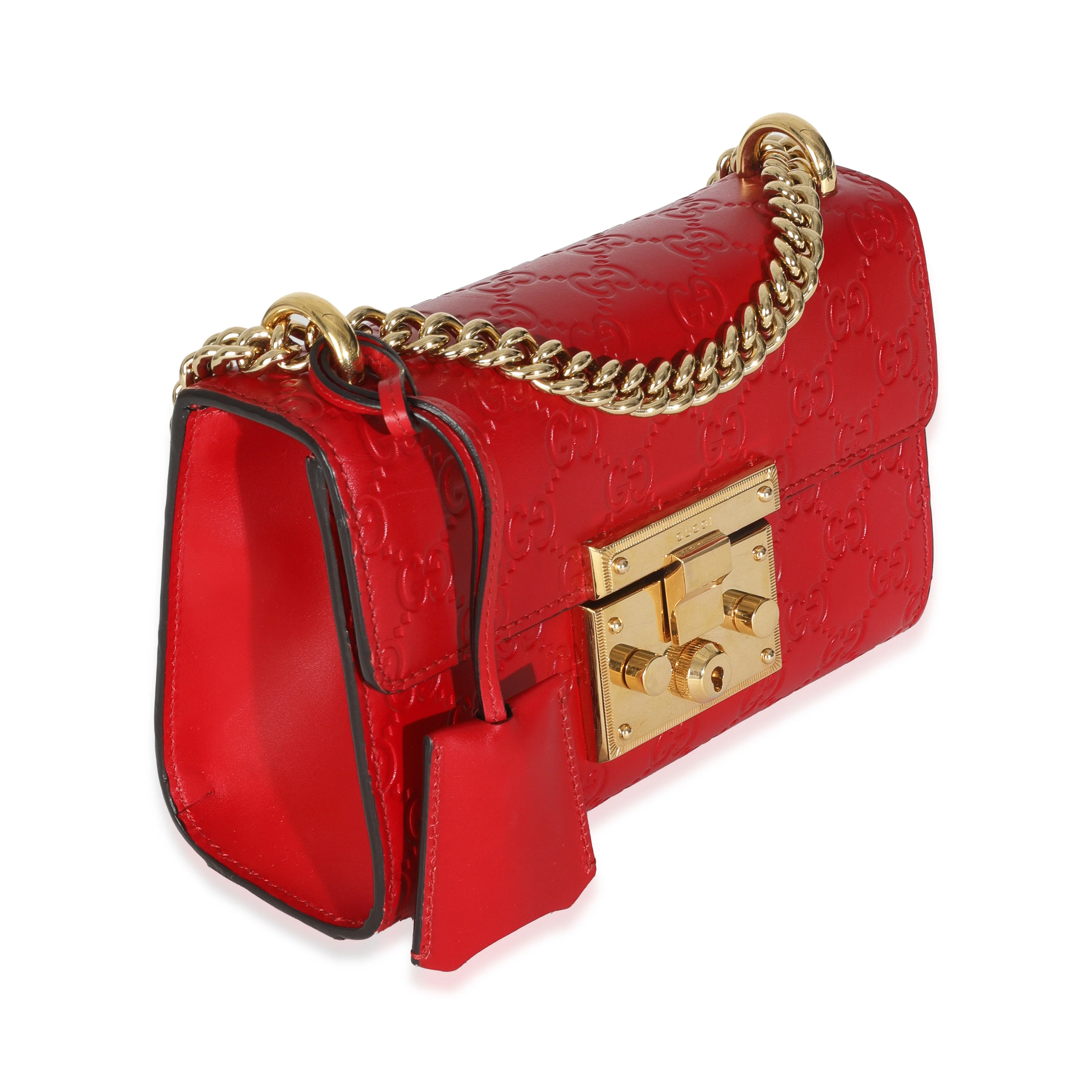 Red Guccissima Small Padlock Shoulder Bag - Image 3