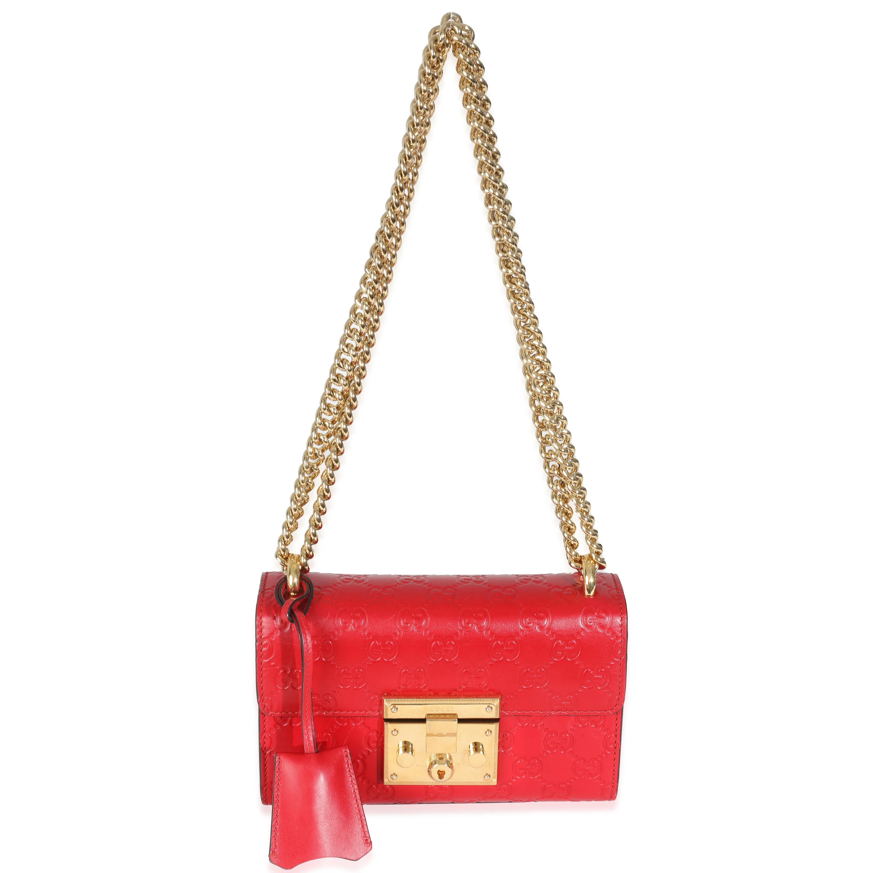 Red Guccissima Small Padlock Shoulder Bag - Image 8