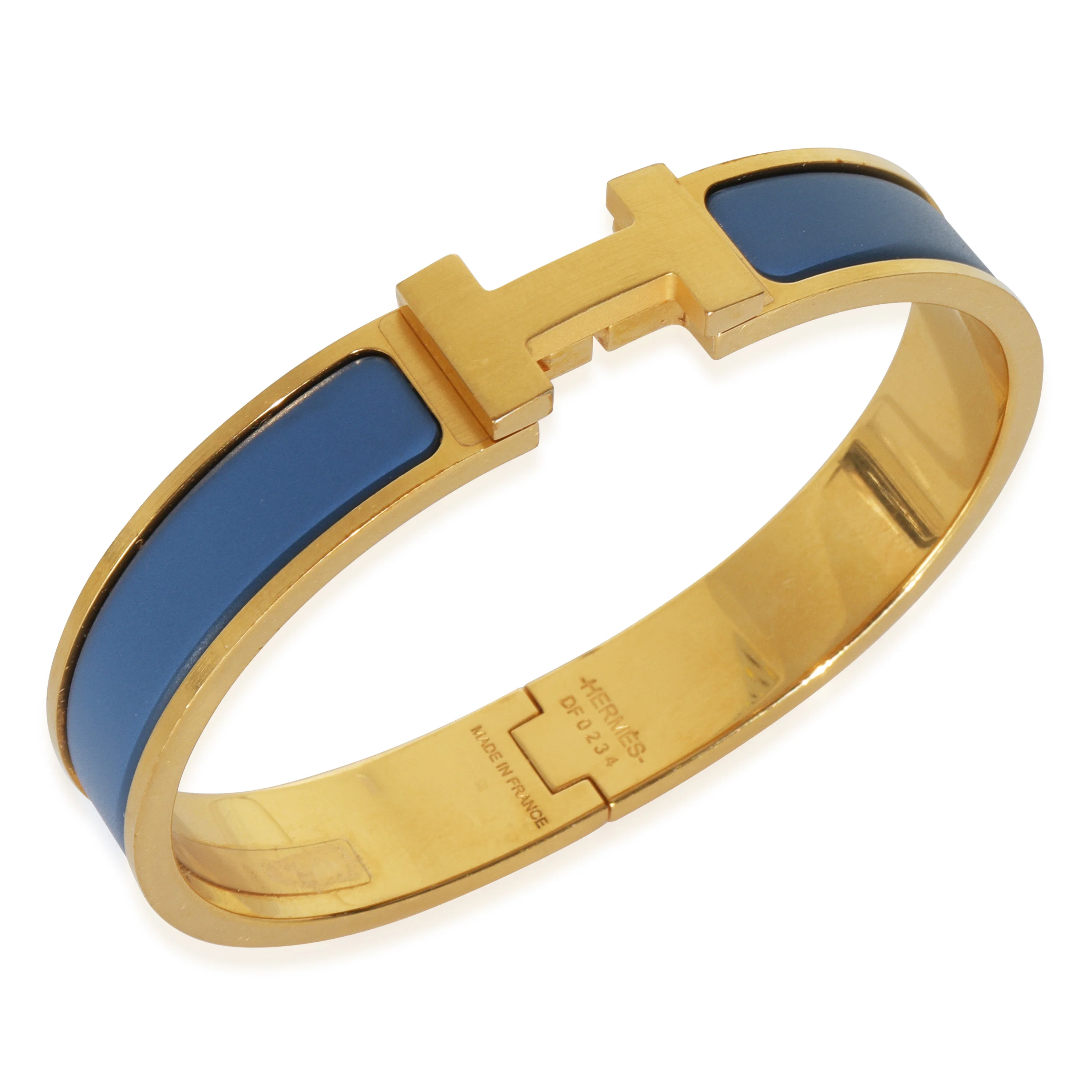 Gold-Plated  Clic HH In Bleu Turquin Mat Bracelet - Image 3