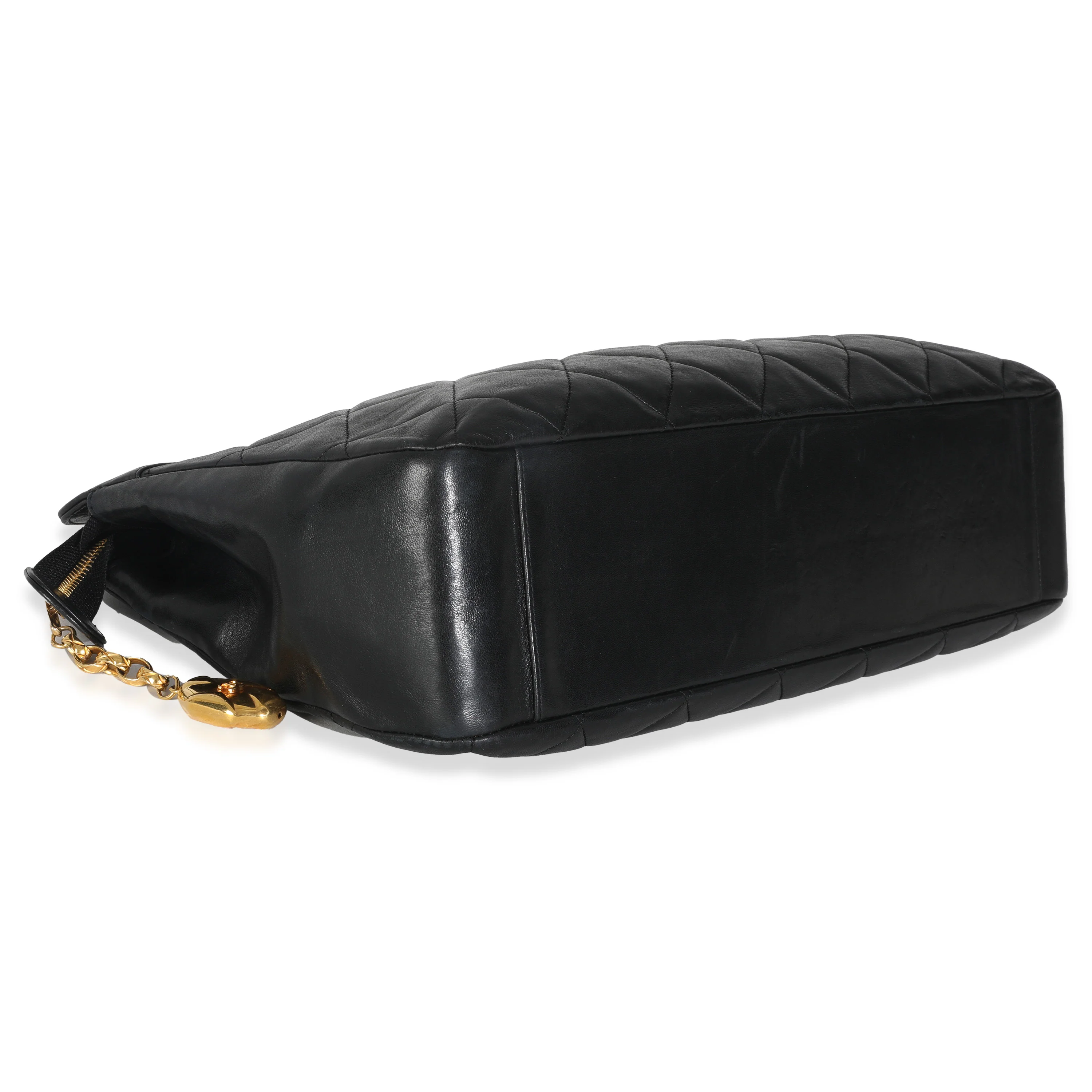 Vintage Black Quilted Lambskin Matelasse Chain Shoulder Bag - Image 6