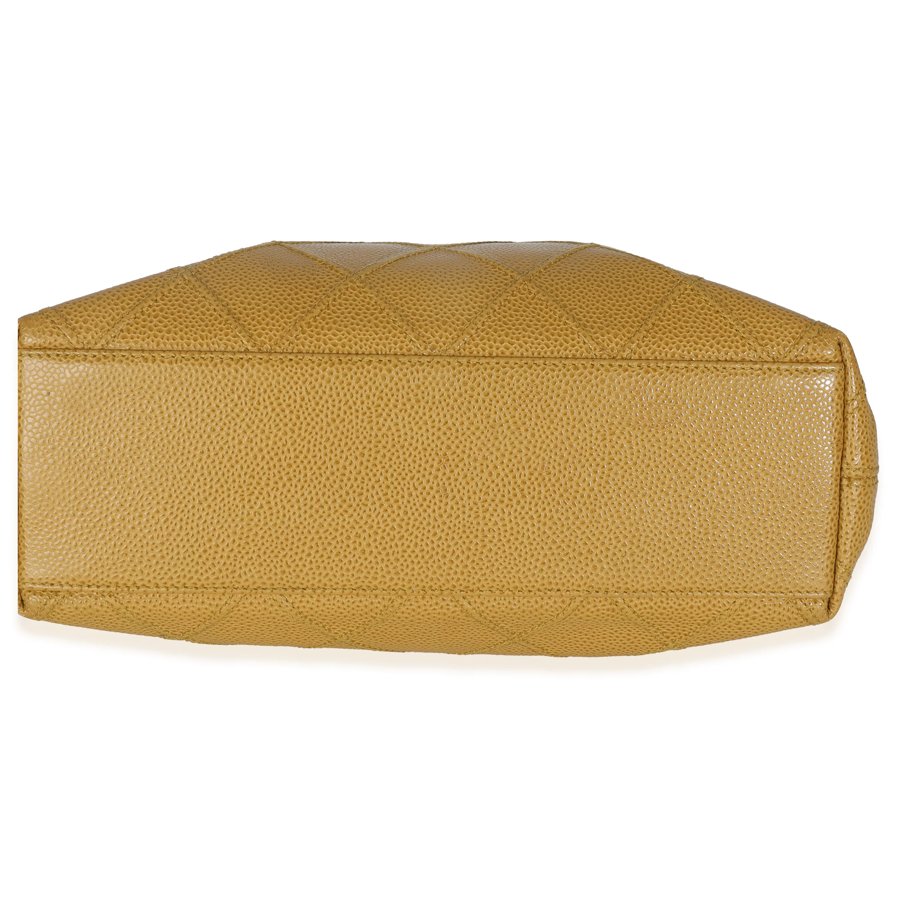 Beige Quilted Caviar Chain Flap Shoulder Handbag - Image 5