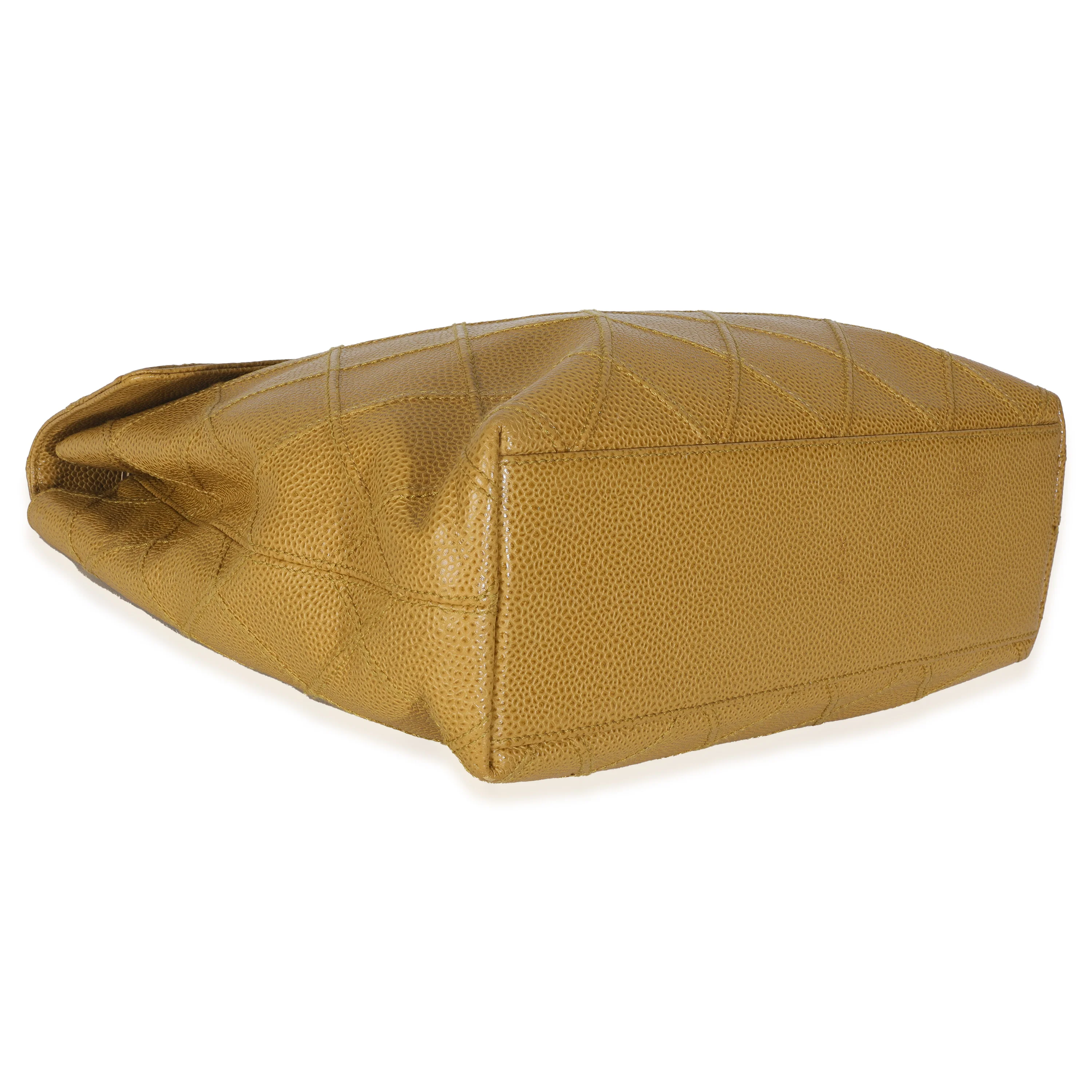 Beige Quilted Caviar Chain Flap Shoulder Handbag - Image 6