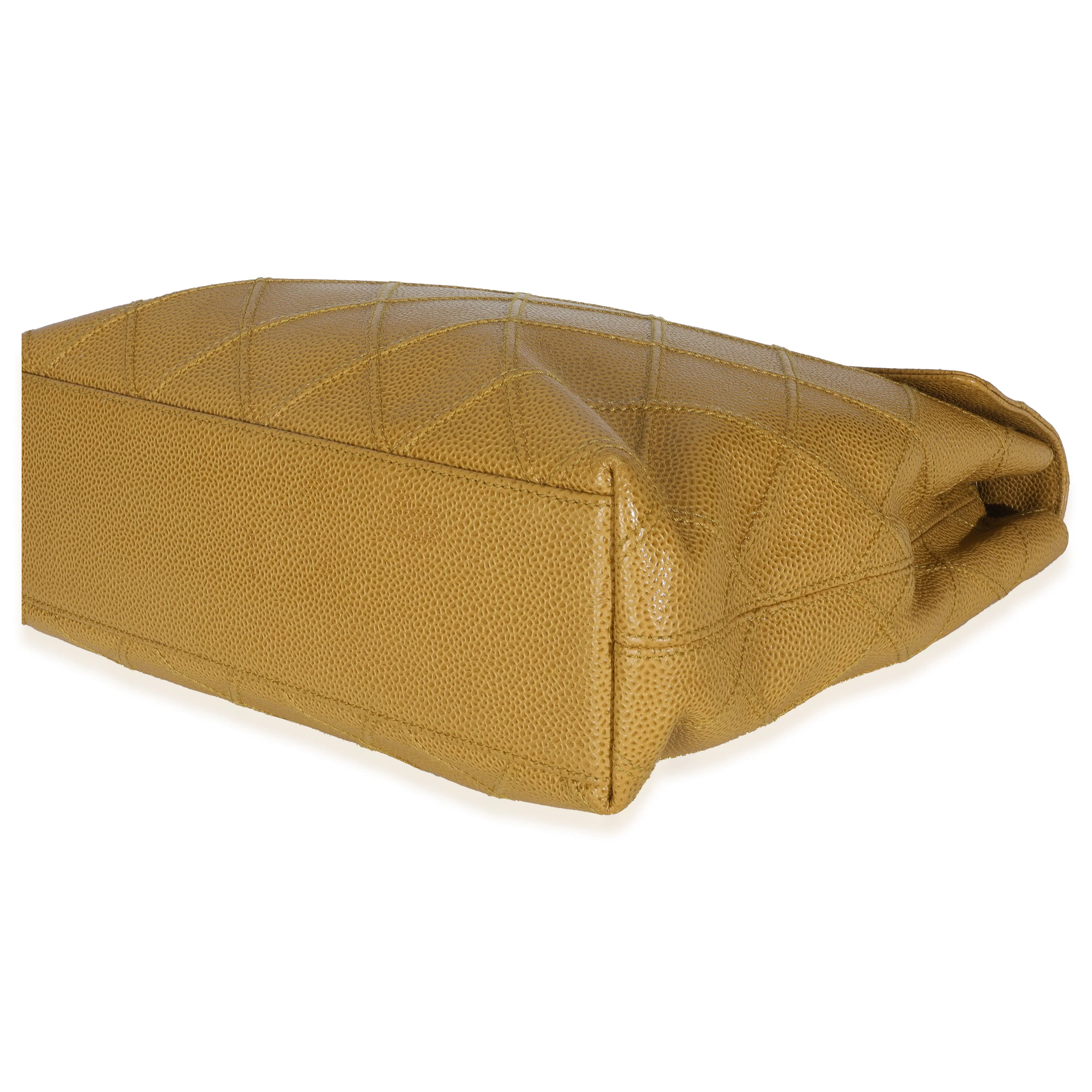 Beige Quilted Caviar Chain Flap Shoulder Handbag - Image 7
