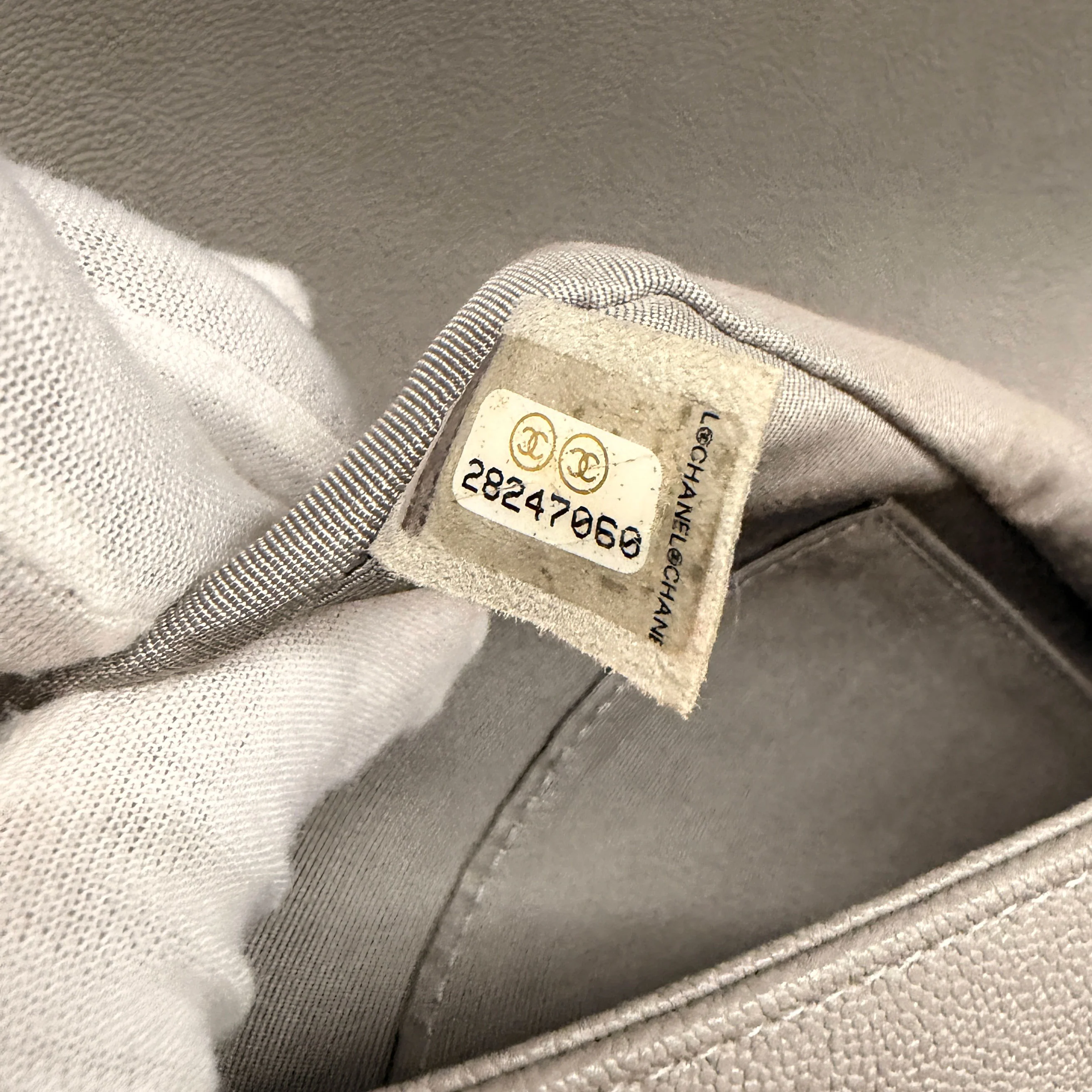 Grey Quilted Caviar New Medium Boy Handbag - Image 10