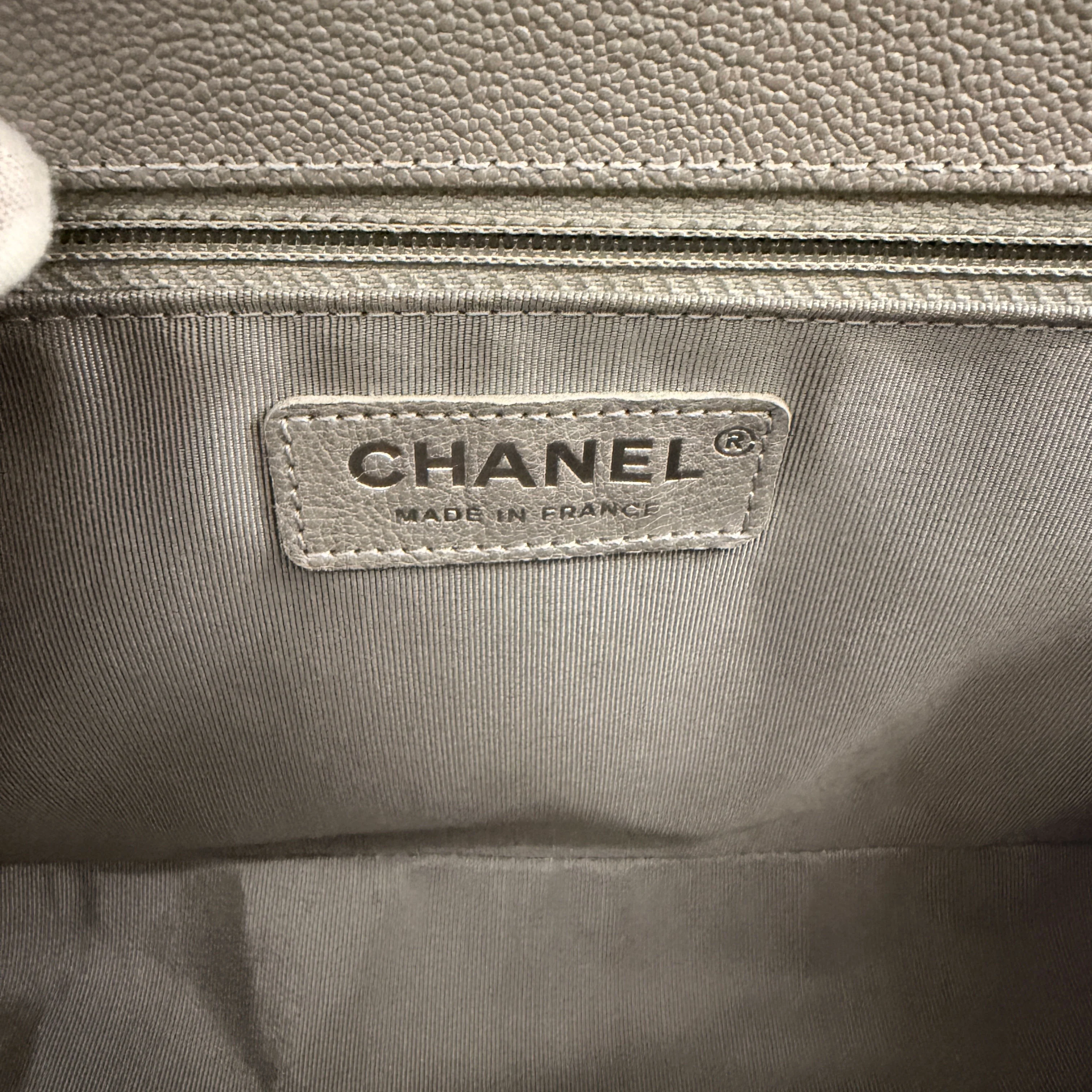 Grey Quilted Caviar New Medium Boy Handbag - Image 11