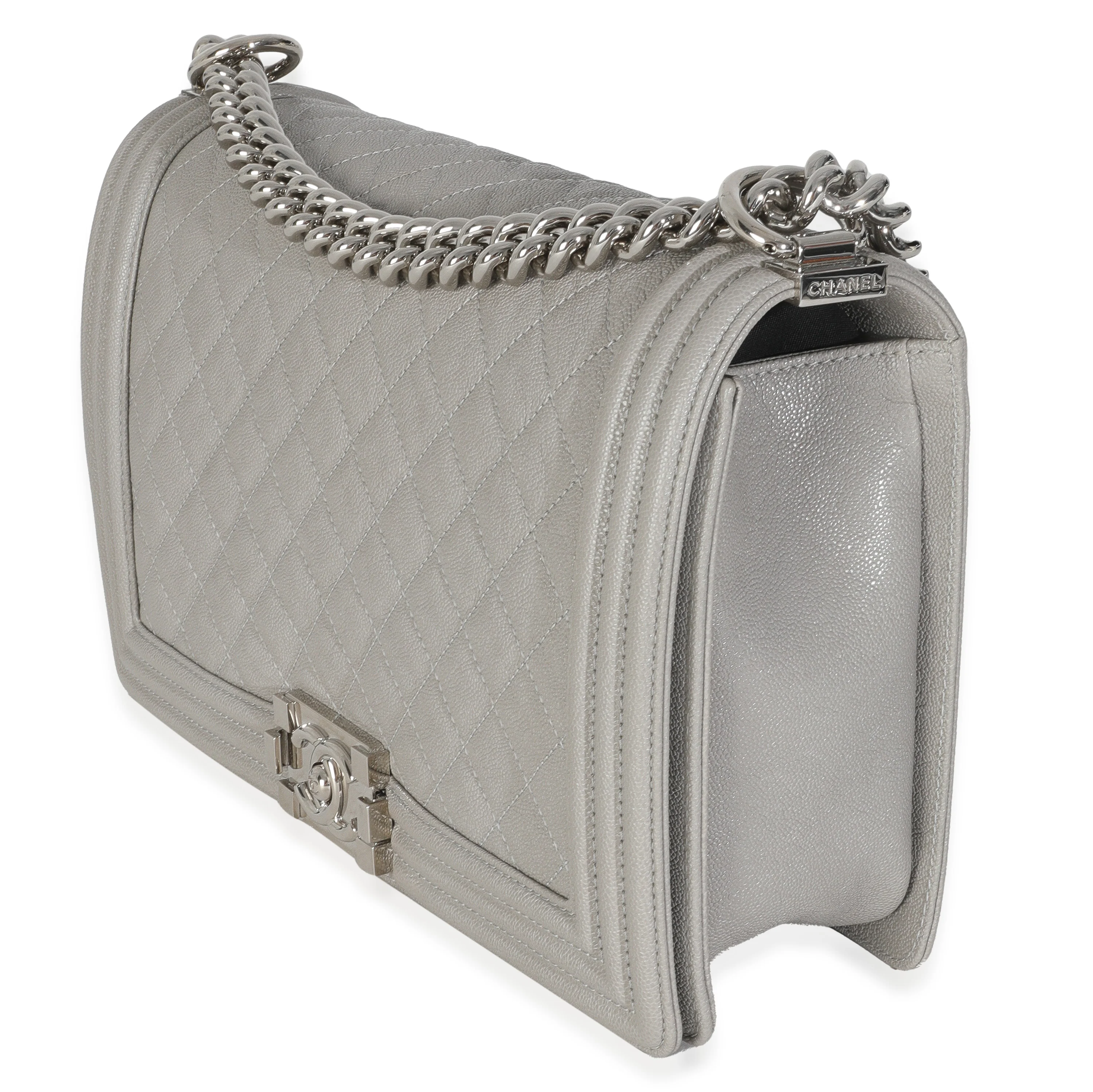 Grey Quilted Caviar New Medium Boy Handbag - Image 2