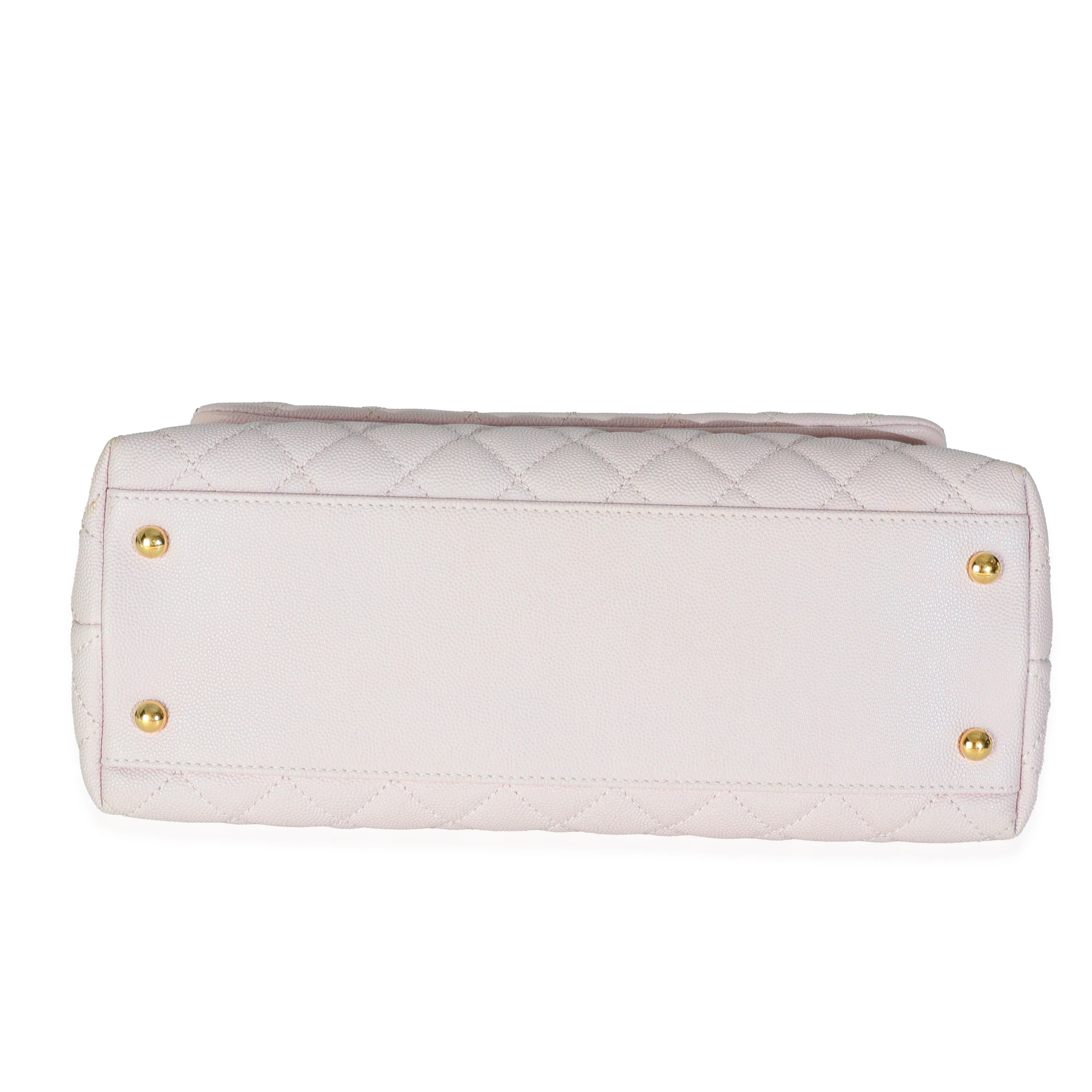 Light Pink Quilted Caviar Medium Coco Top Handle Handbag - Image 5