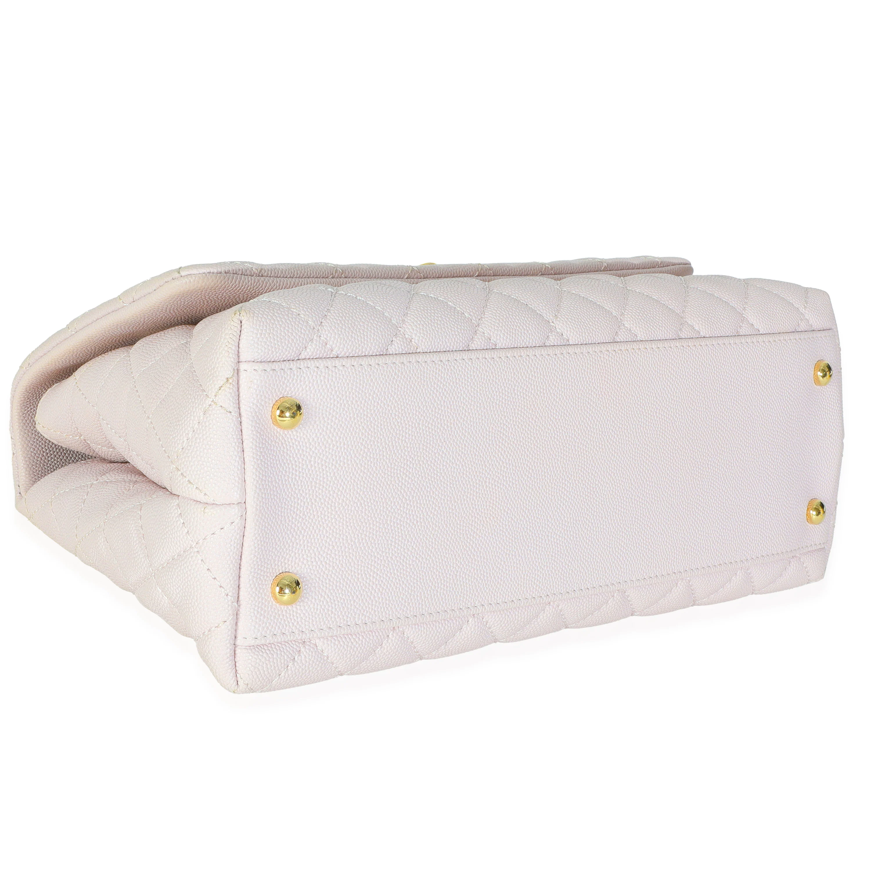 Light Pink Quilted Caviar Medium Coco Top Handle Handbag - Image 6