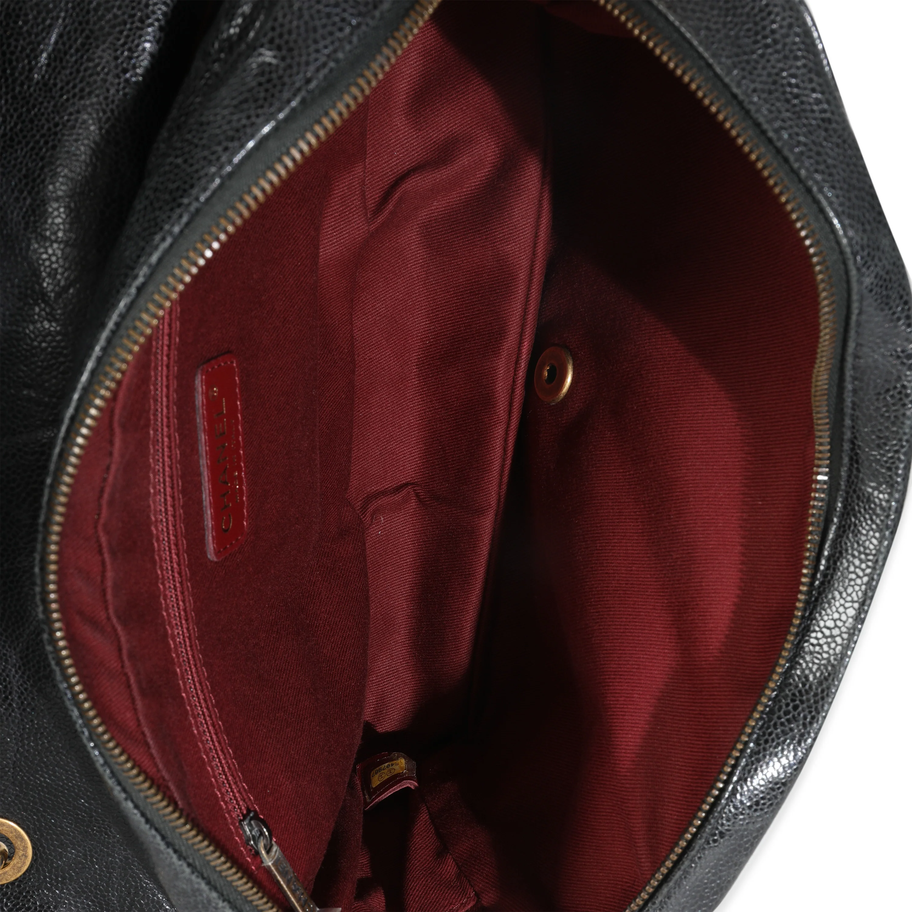 Black Quilted Distressed Caviar Shiva Flap Handbag - Image 9