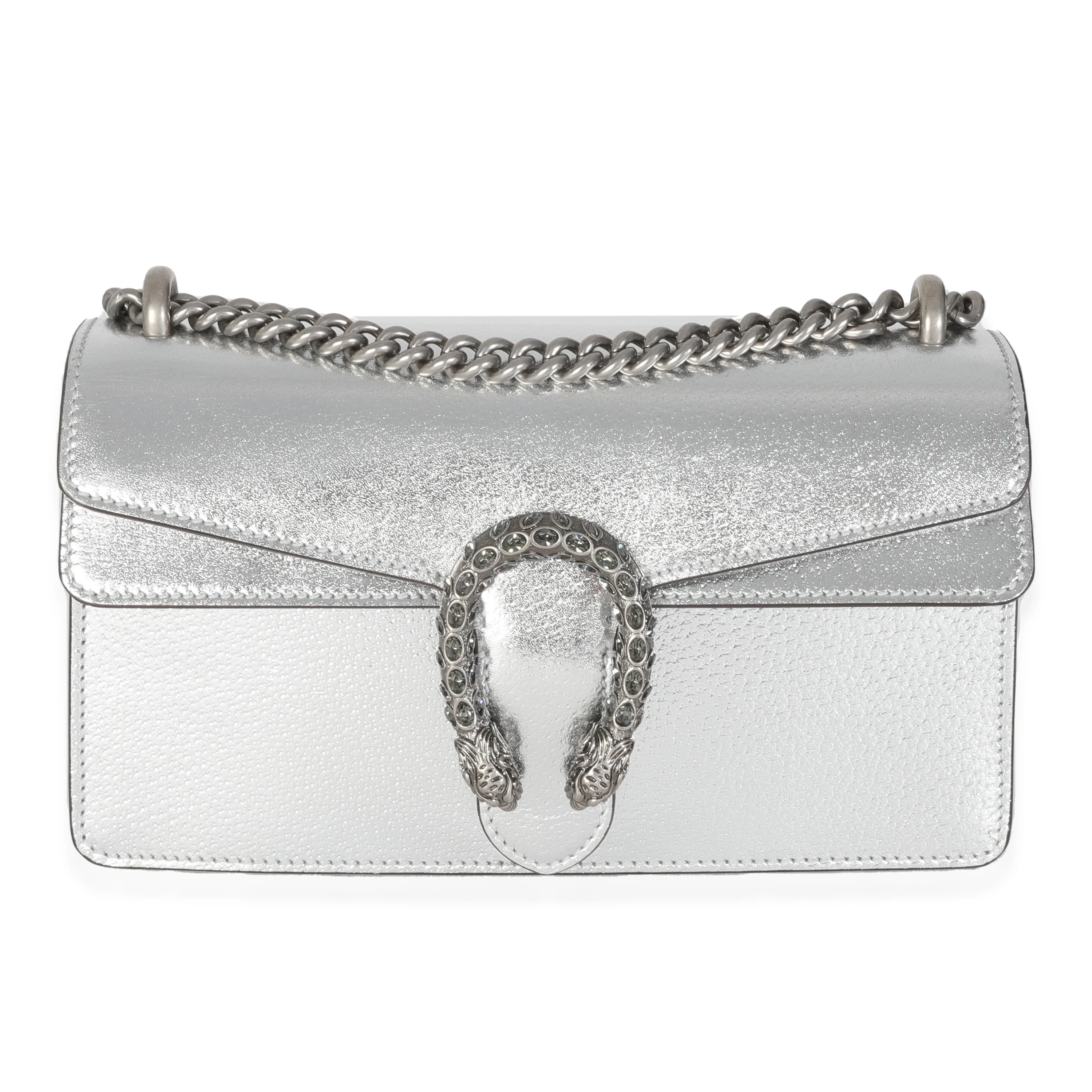 Silver Metallic Calfskin Small Dionysus Bag