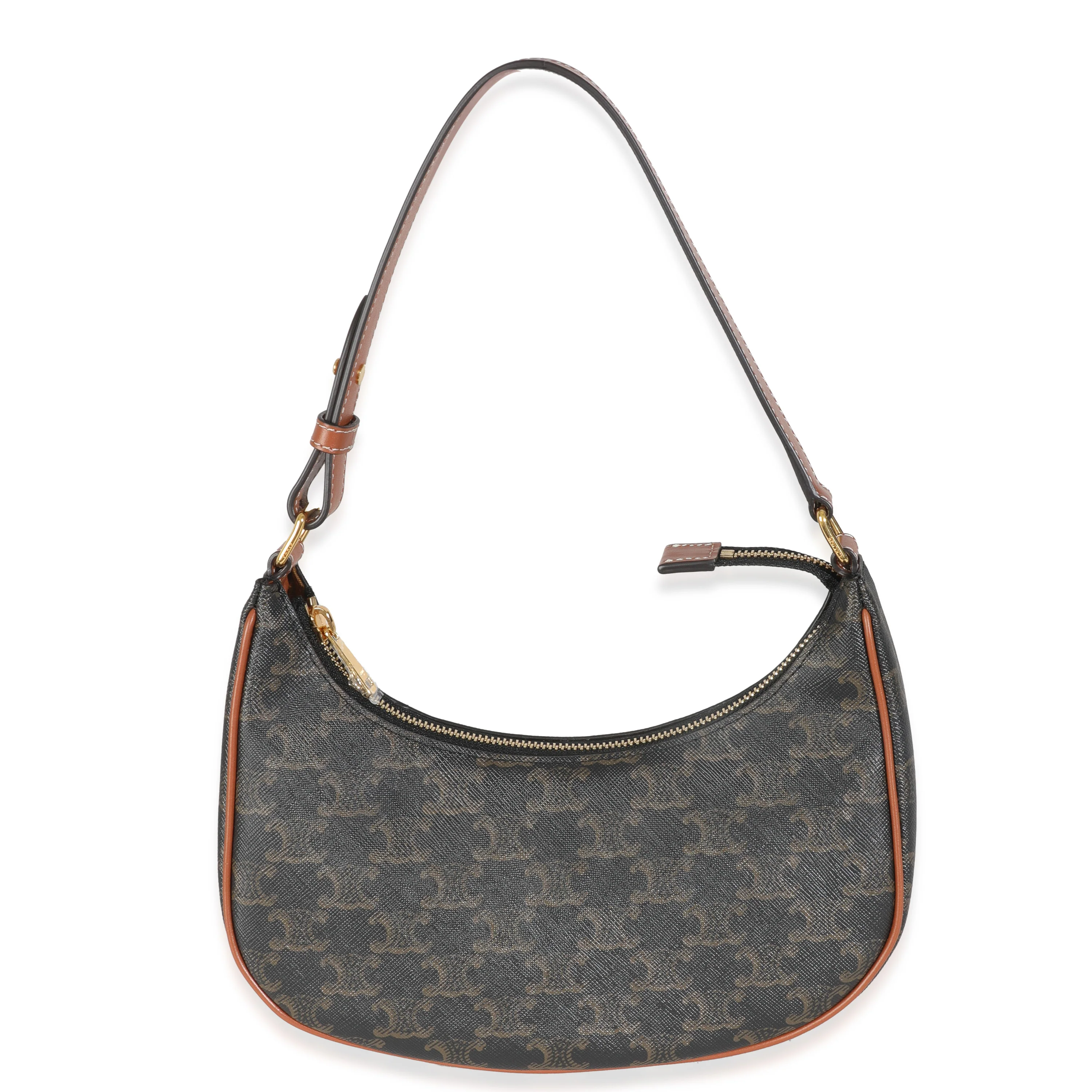 Tan Triomphe Canvas Calfskin Medium Ava Shoulder Bag