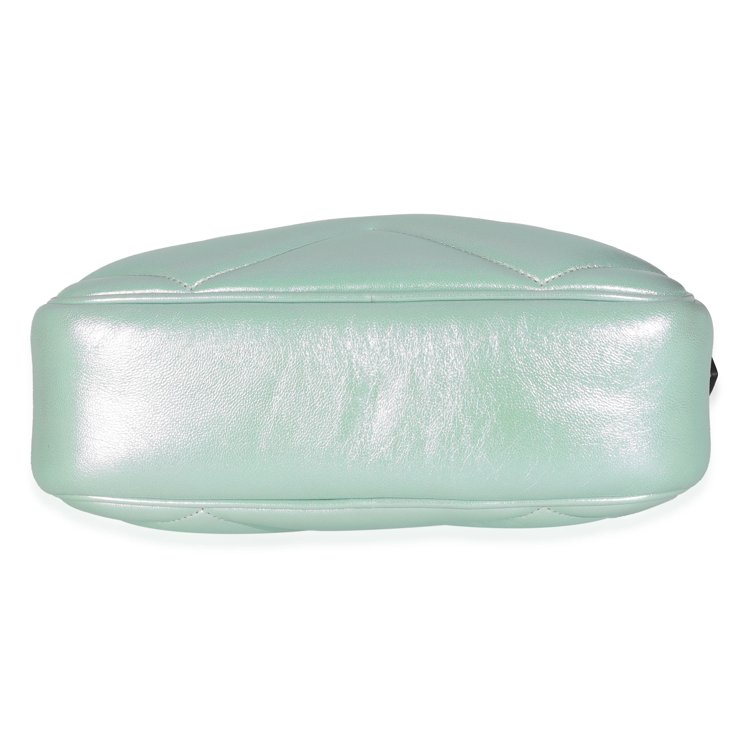 Salvy Green Iridescent Nappa Chevron Matelasse Small GG Marmont Chain Bag - Image 5