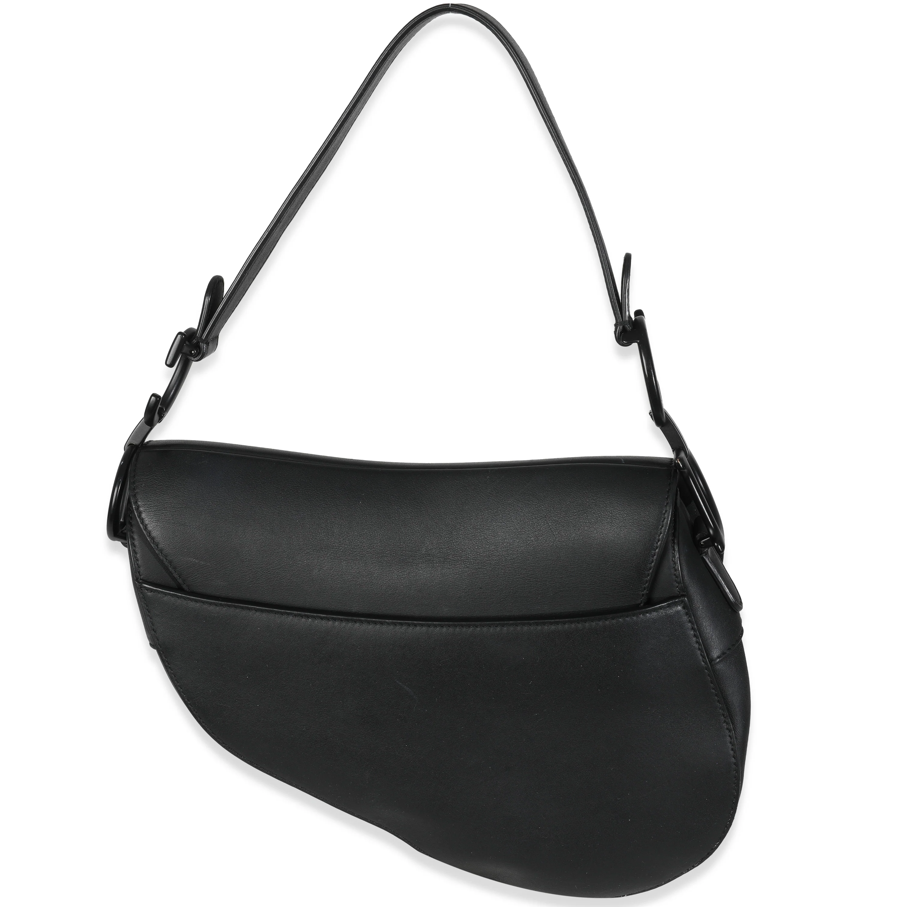 Black Ultra Matte Calfskin Medium Saddle - Image 4