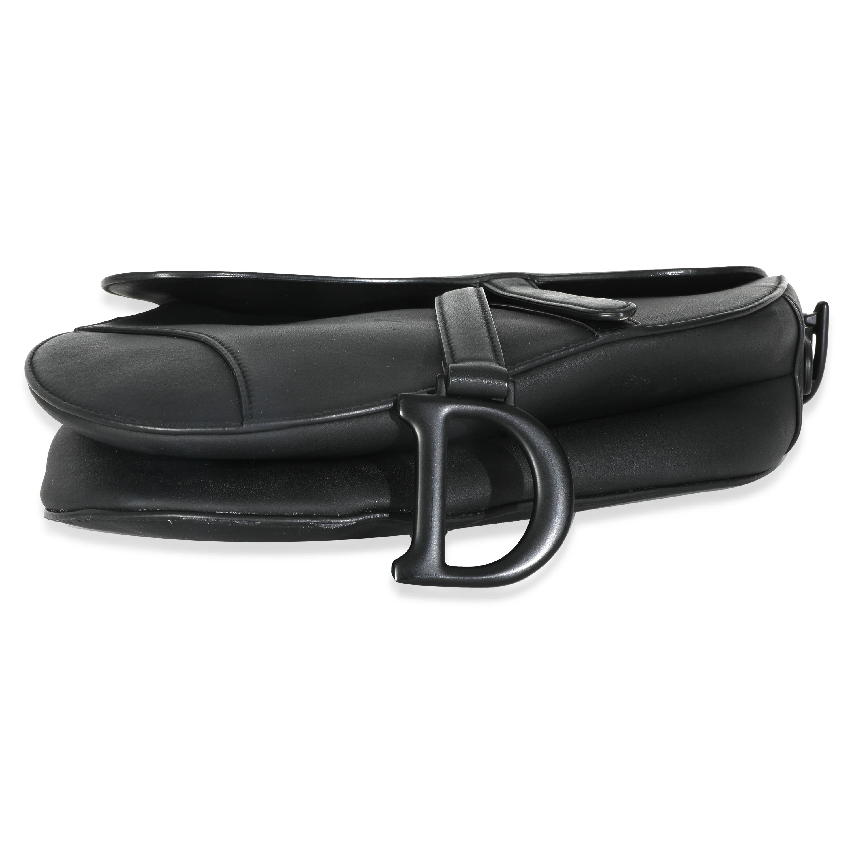 Black Ultra Matte Calfskin Medium Saddle - Image 5