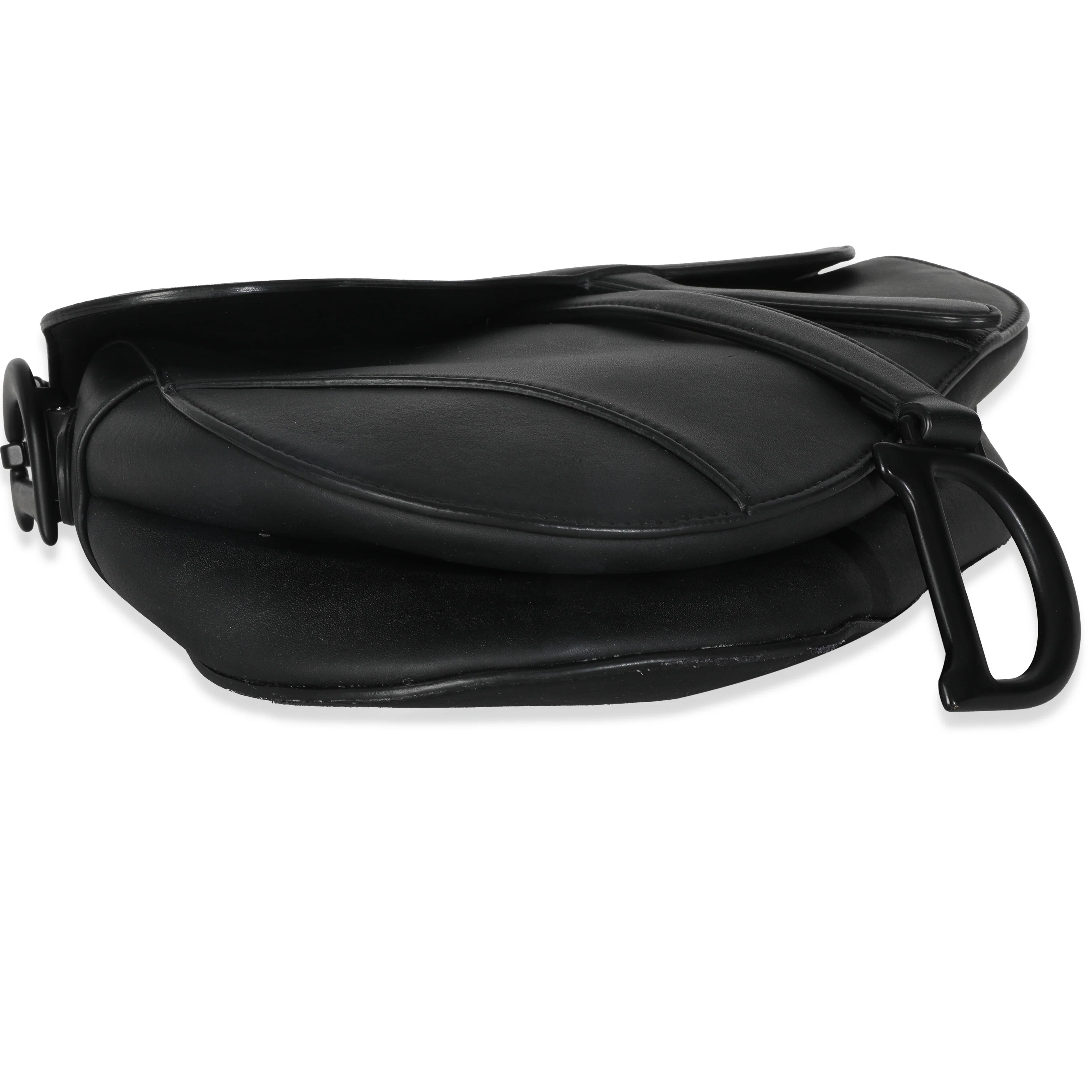 Black Ultra Matte Calfskin Medium Saddle - Image 7