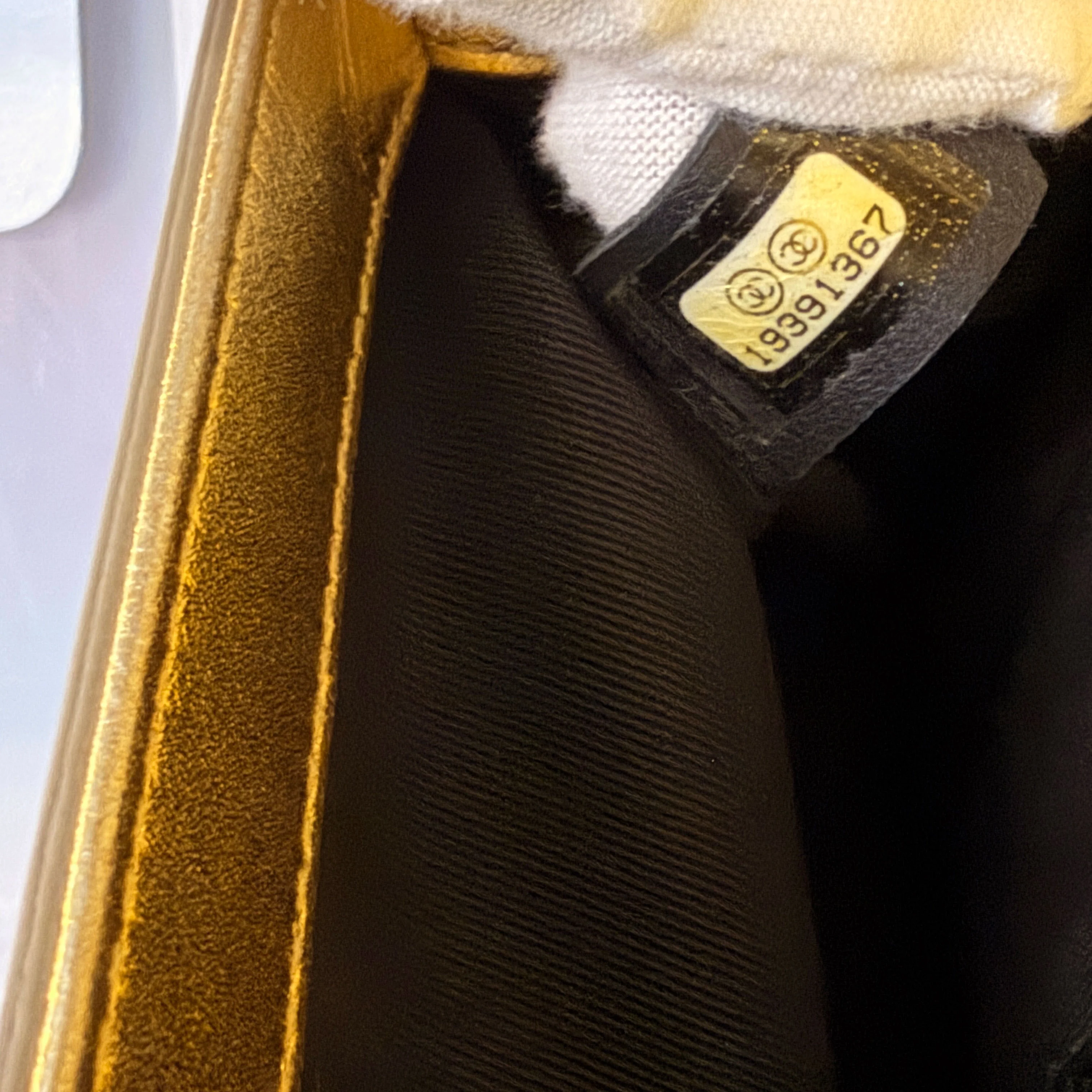 Gold Metallic Patent Calfskin Quilted Small Boy Bag - Image 10