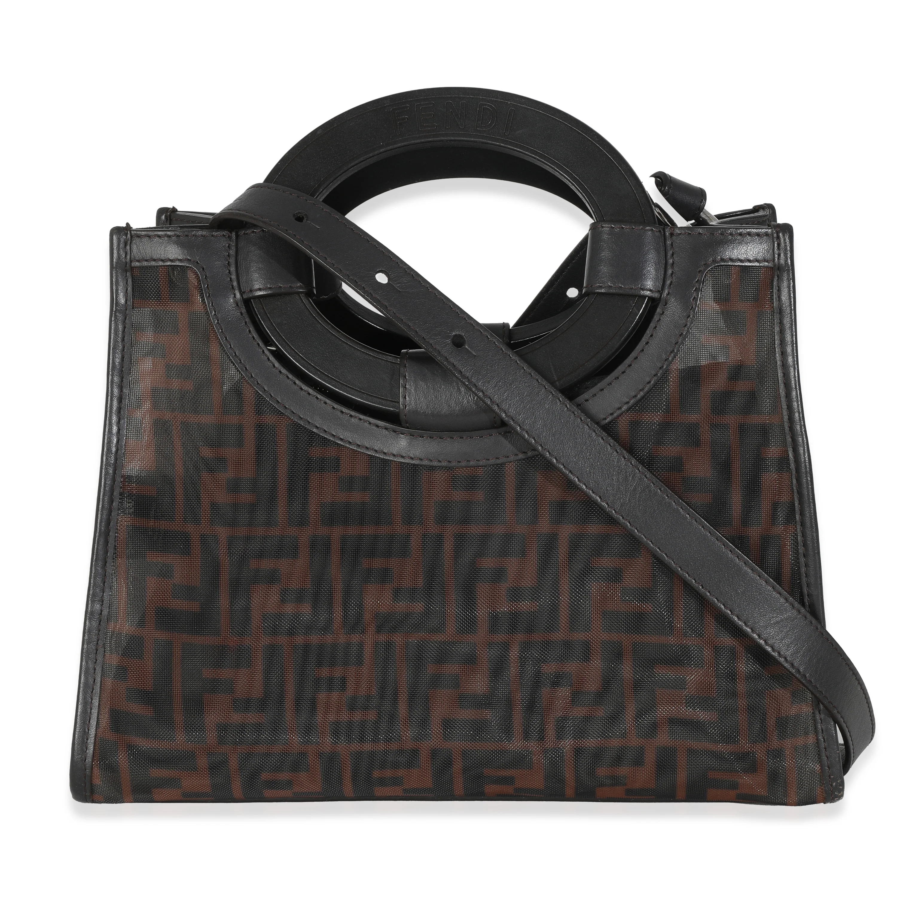 Tobacco Zucca Mesh Nylon Leather Small Runaway Shopper - Image 4