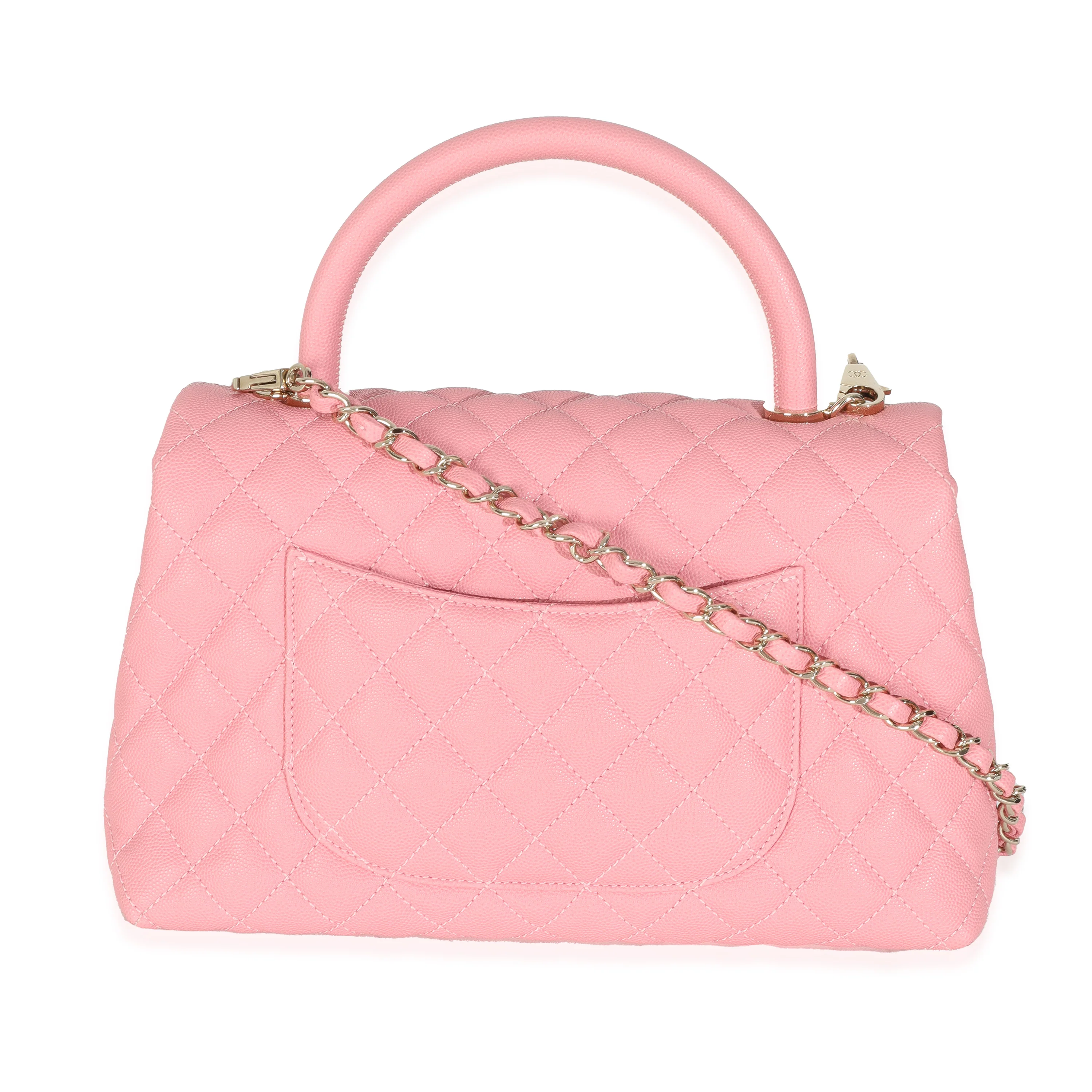 Pink Quilted Caviar Medium Coco Top Handle Bag - Image 4