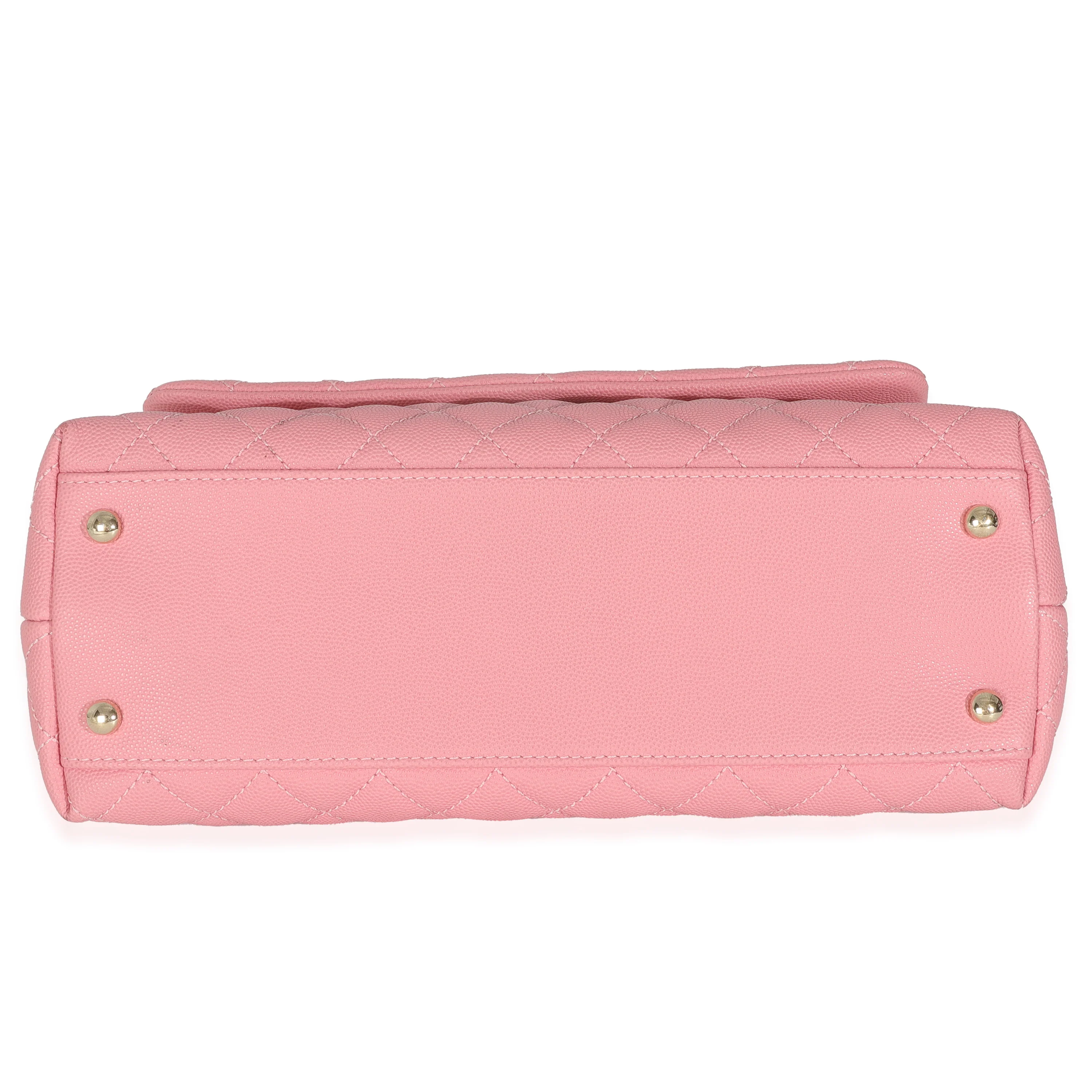Pink Quilted Caviar Medium Coco Top Handle Bag - Image 5