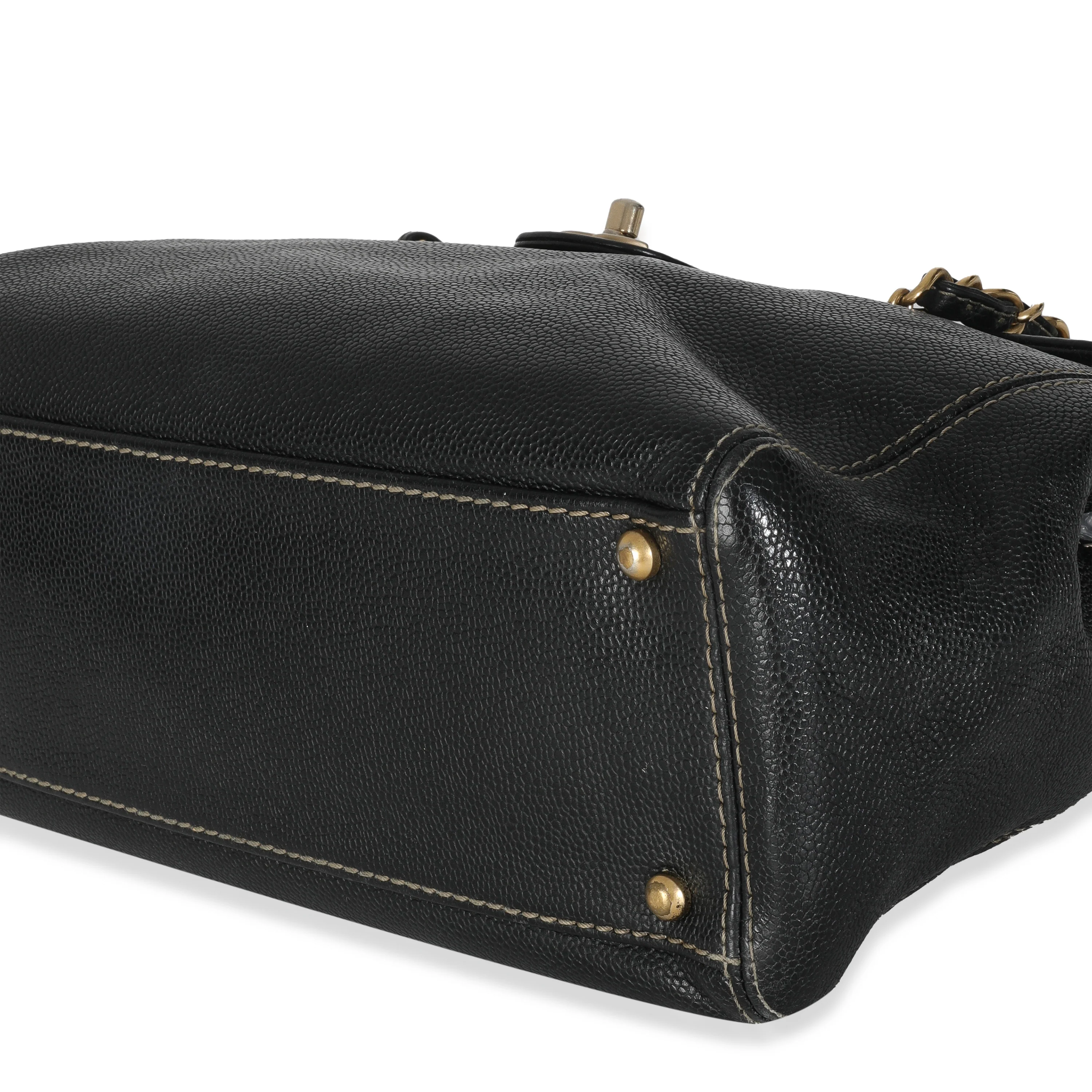 Vintage Black Caviar Chain CC Flap Shoulder Bag - Image 6