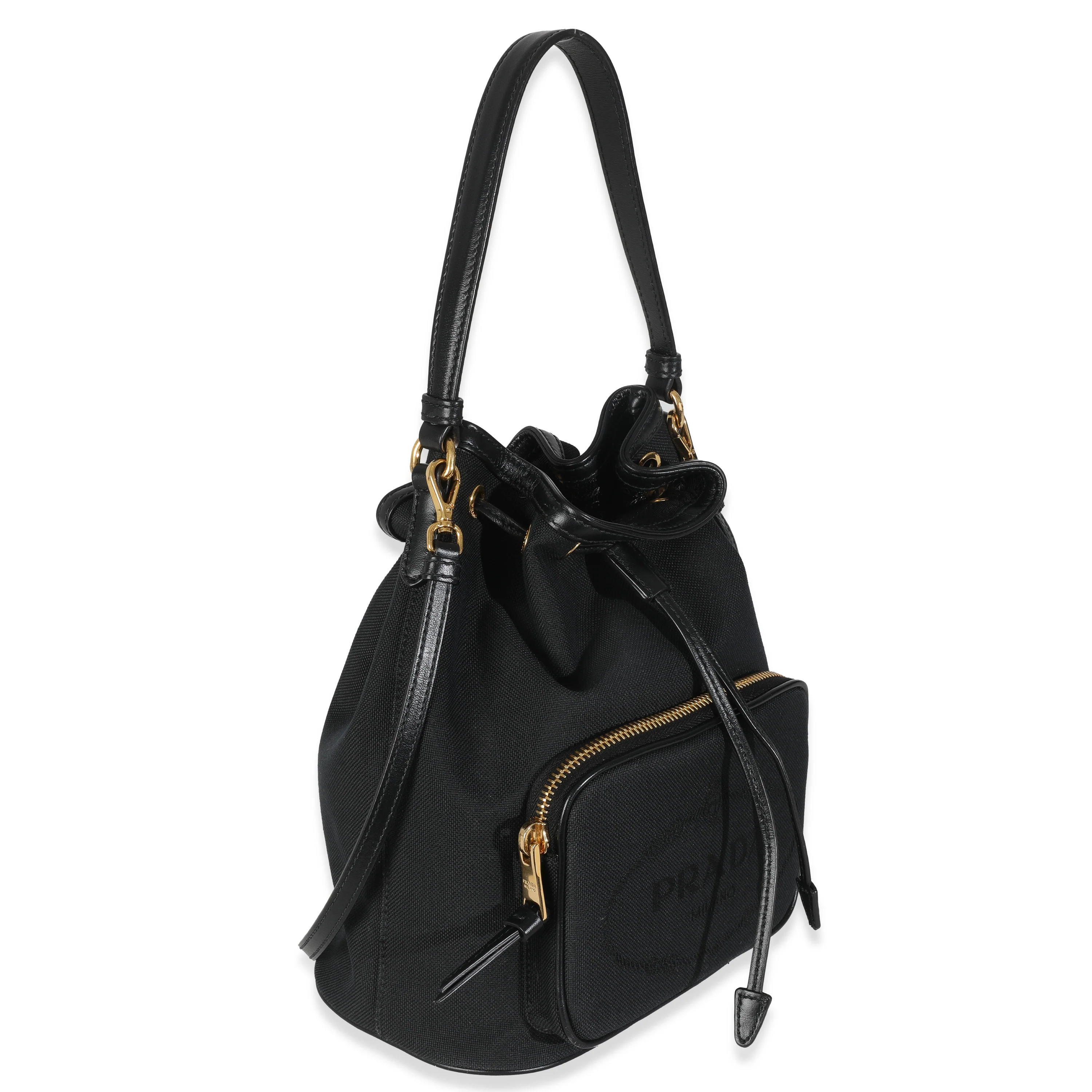 Black Jacquard Logo Bucket Bag - Image 3