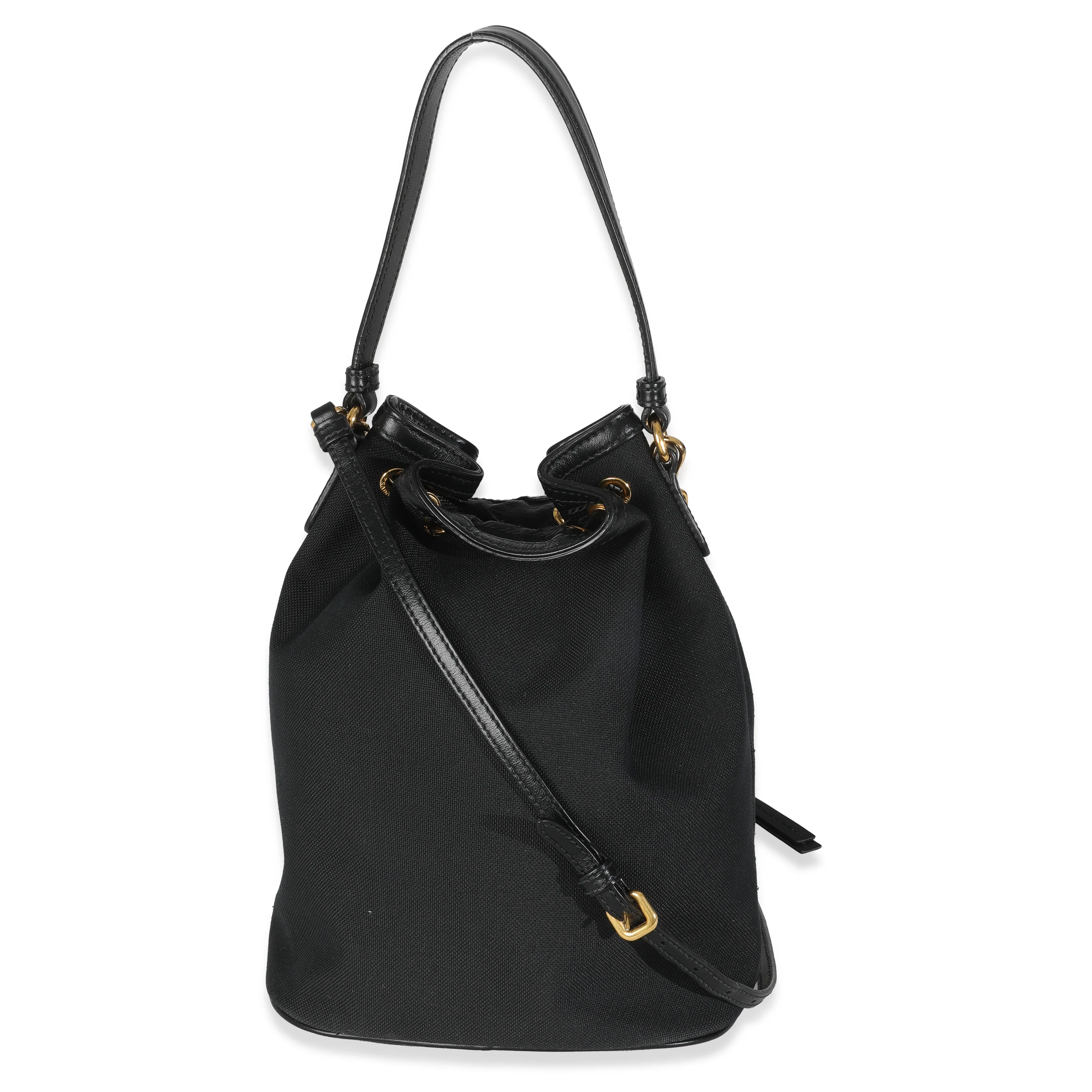 Black Jacquard Logo Bucket Bag - Image 4