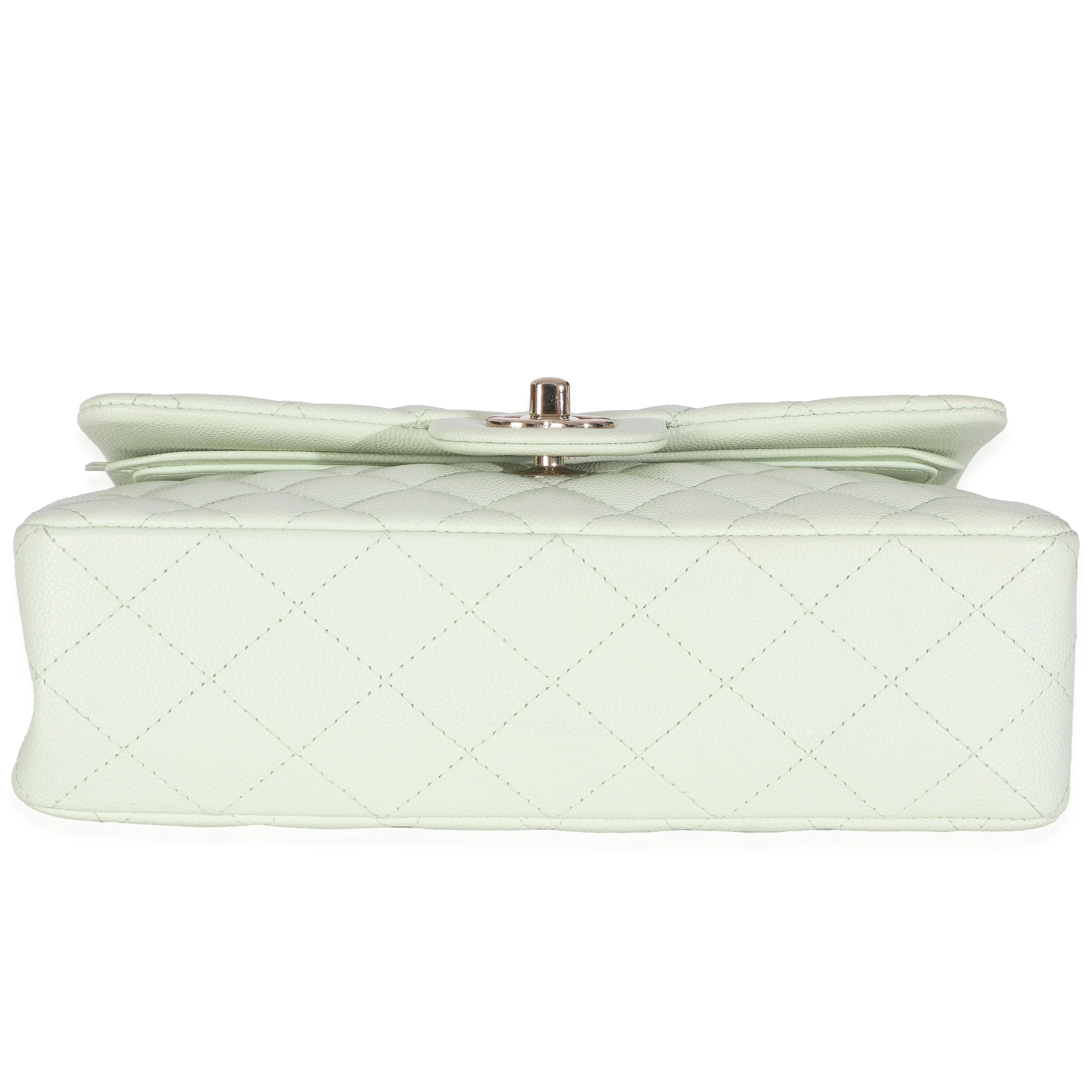Light Green Quilted Caviar Small Classic Double Flap Handbag - Image 5