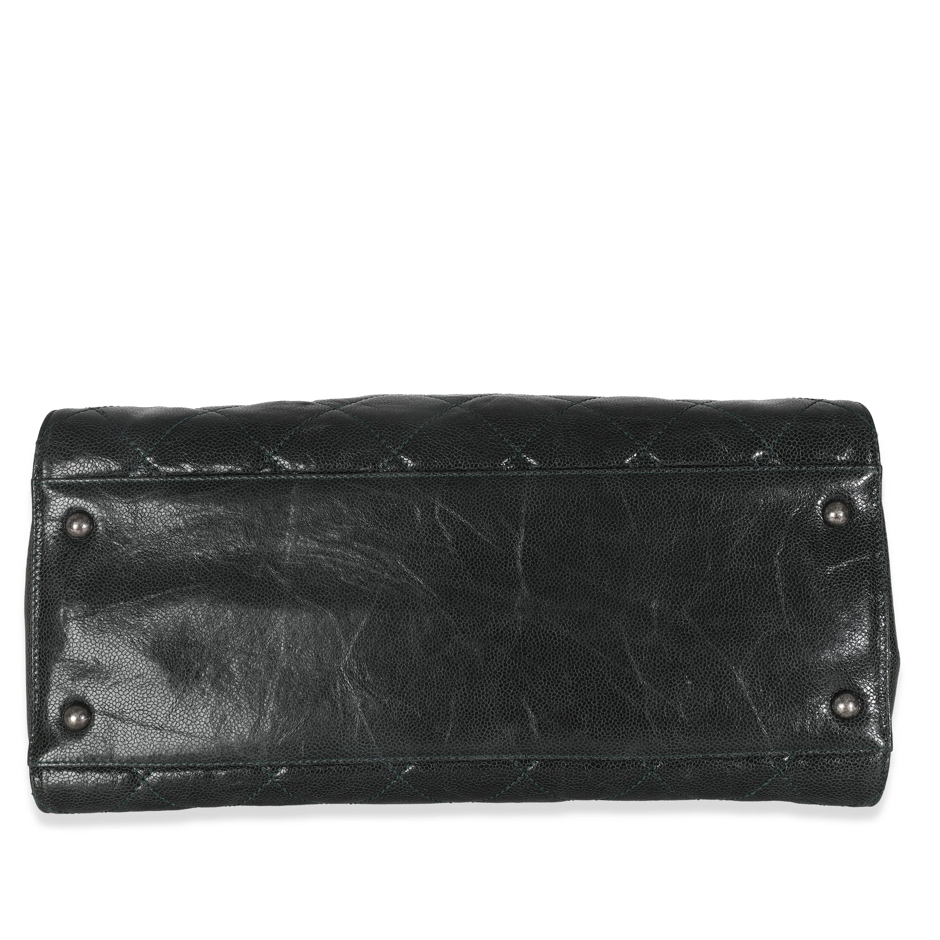Black Distressed Quilted Caviar CC Crave Tote - Image 5