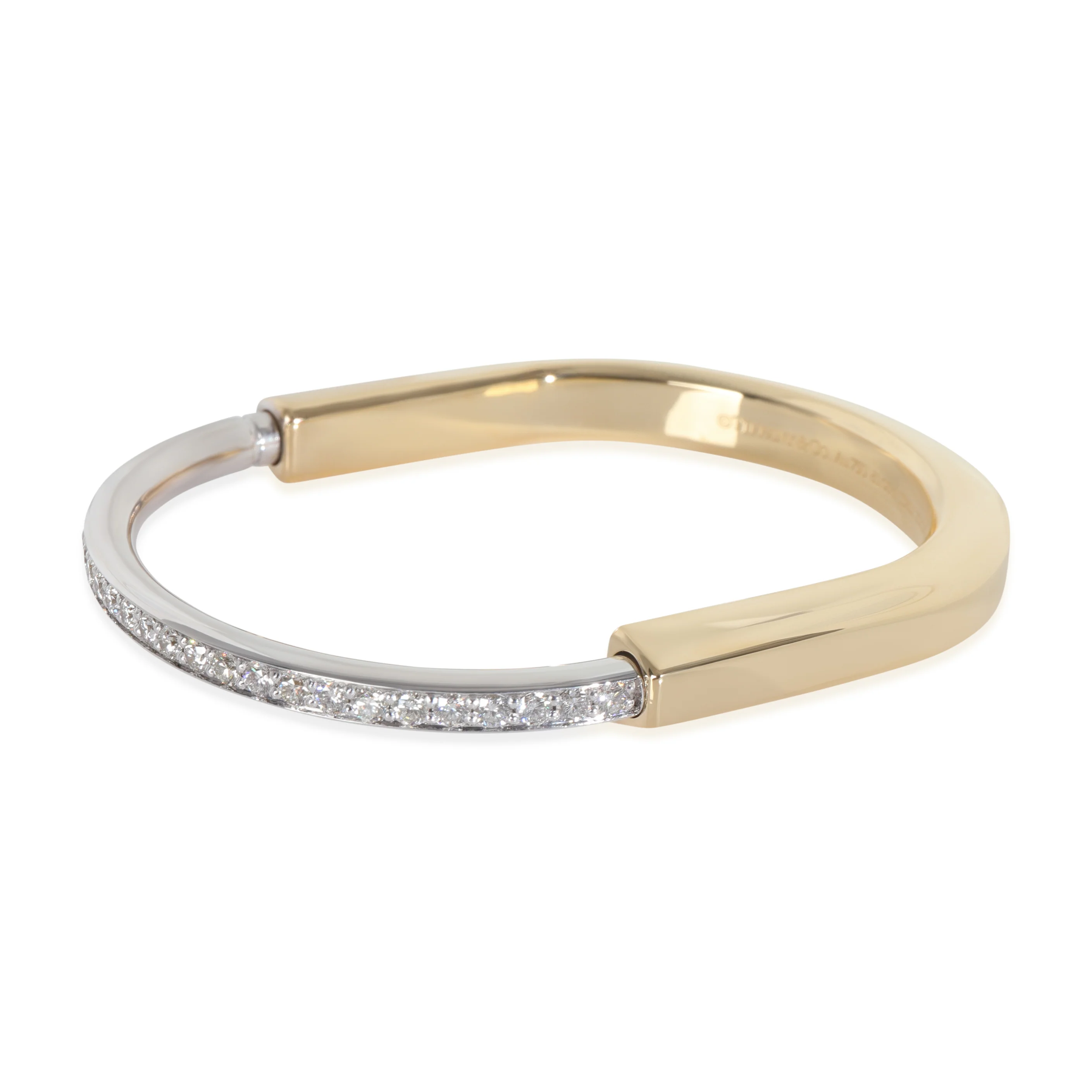 White Gold & Yellow Gold Diamond Lock Bracelet - Image 2