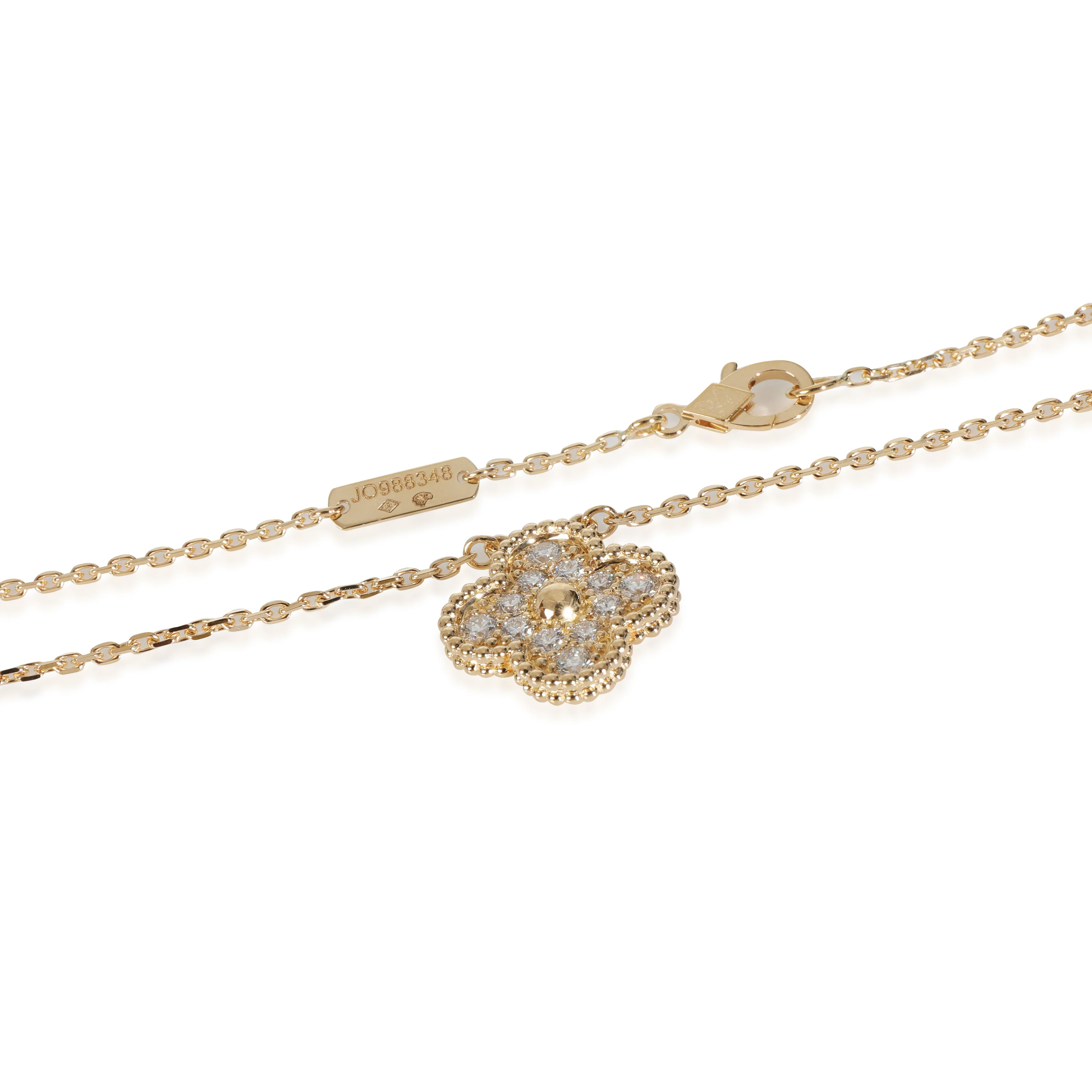 Yellow Gold Diamond Vintage Alhambra Pendant - Image 3