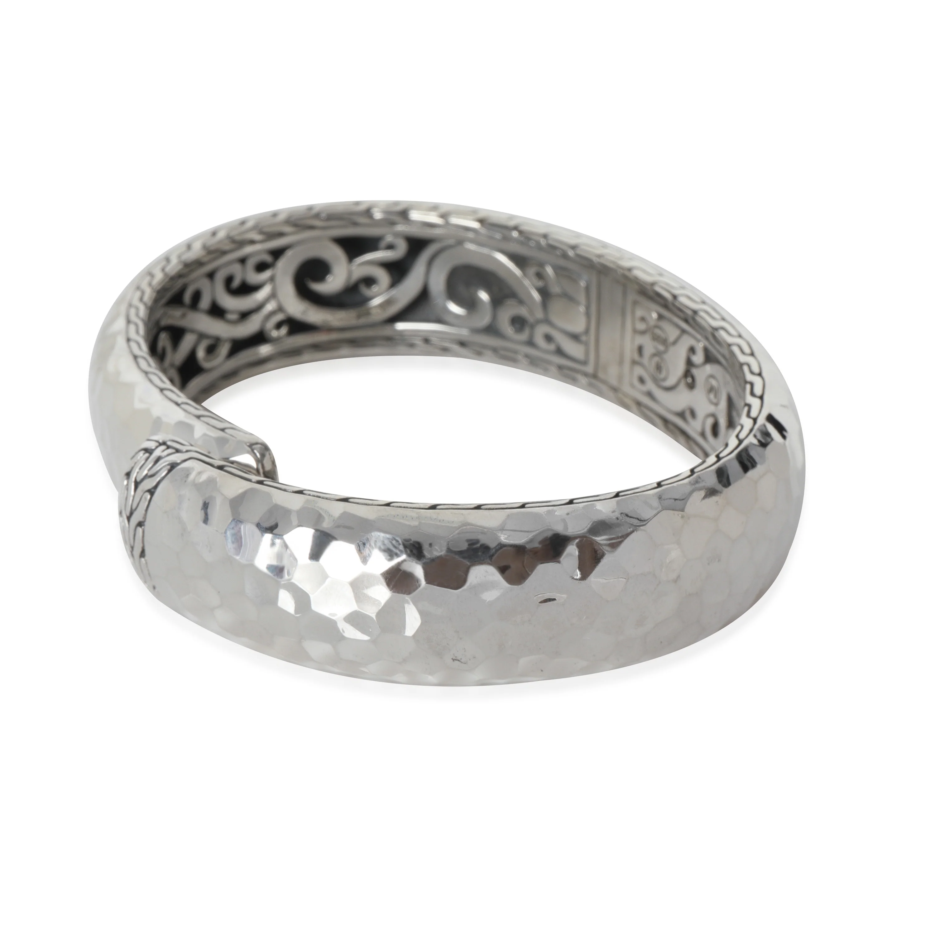 Sterling Silver Hammered Hinged Bracelet - Image 2
