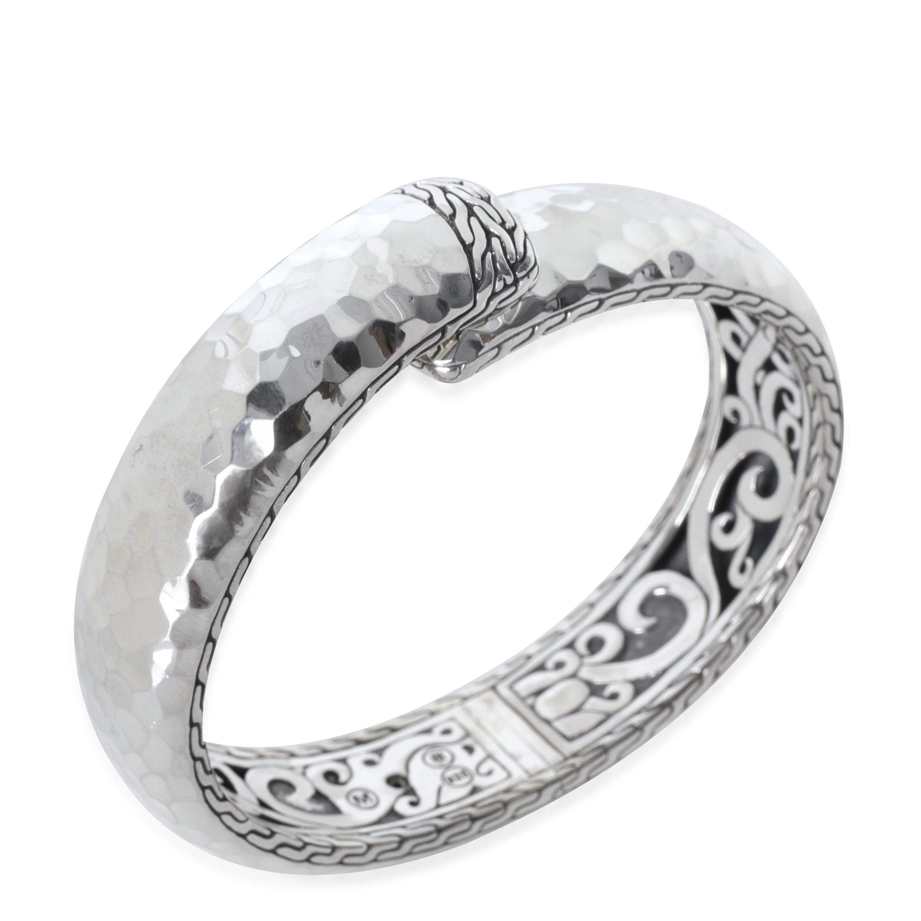 Sterling Silver Hammered Hinged Bracelet - Image 3