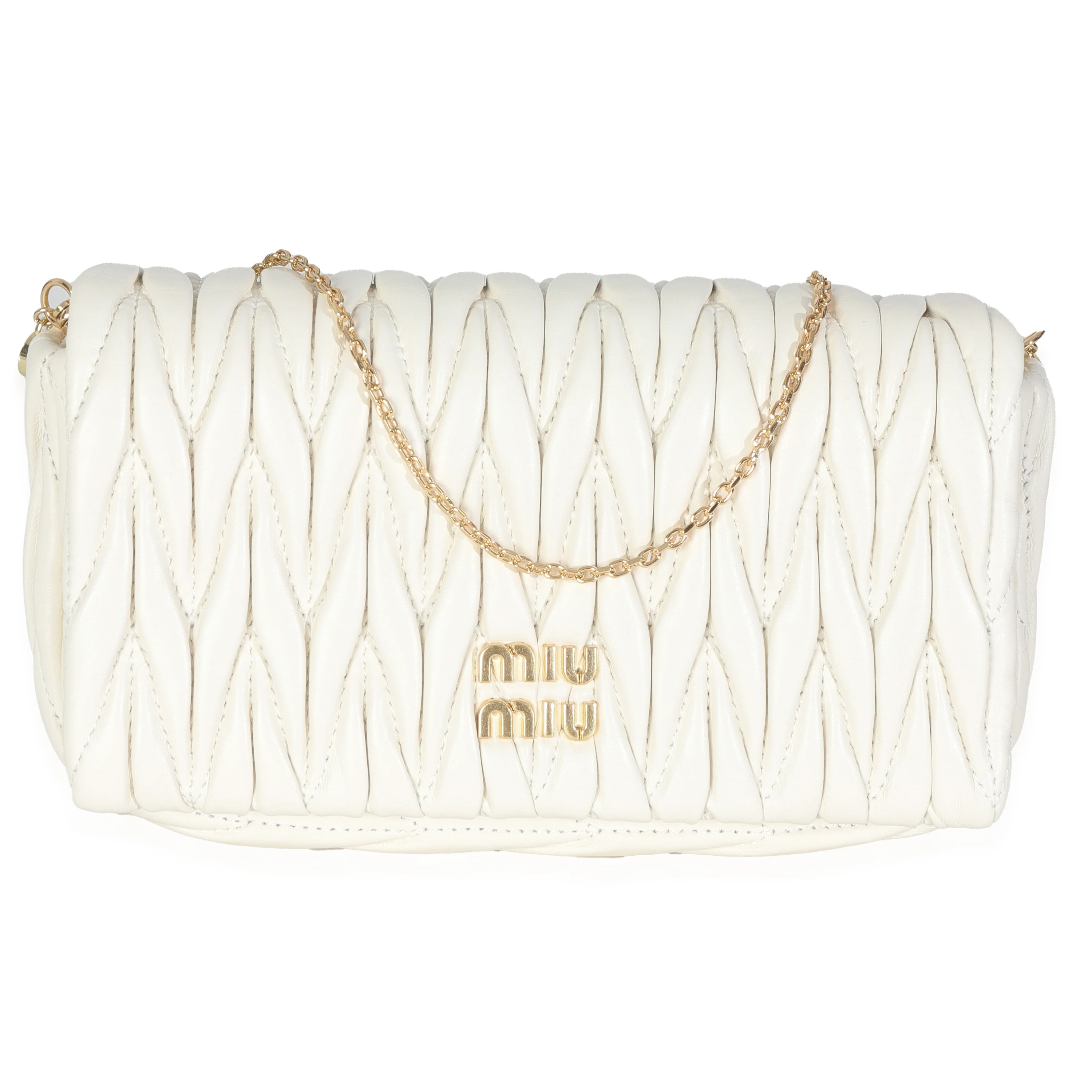 White Matelasse Nappa Mini Chain Bag