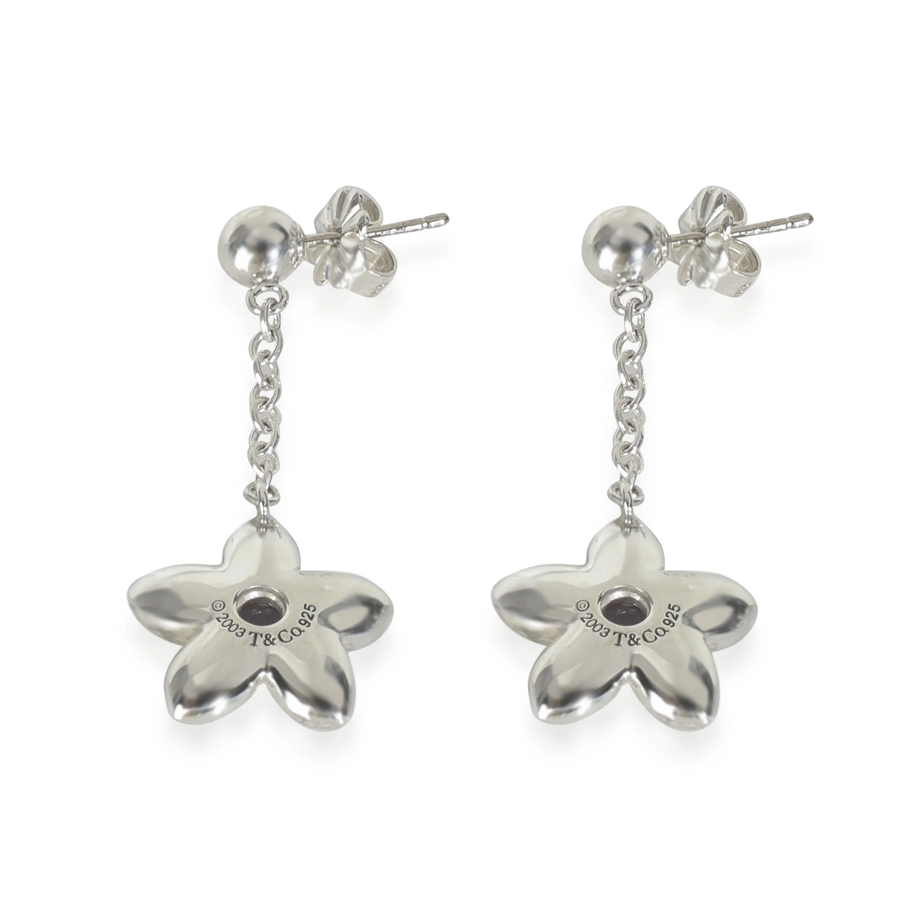 Sterling Silver Iolite Vintage Flower Earrings - Image 3