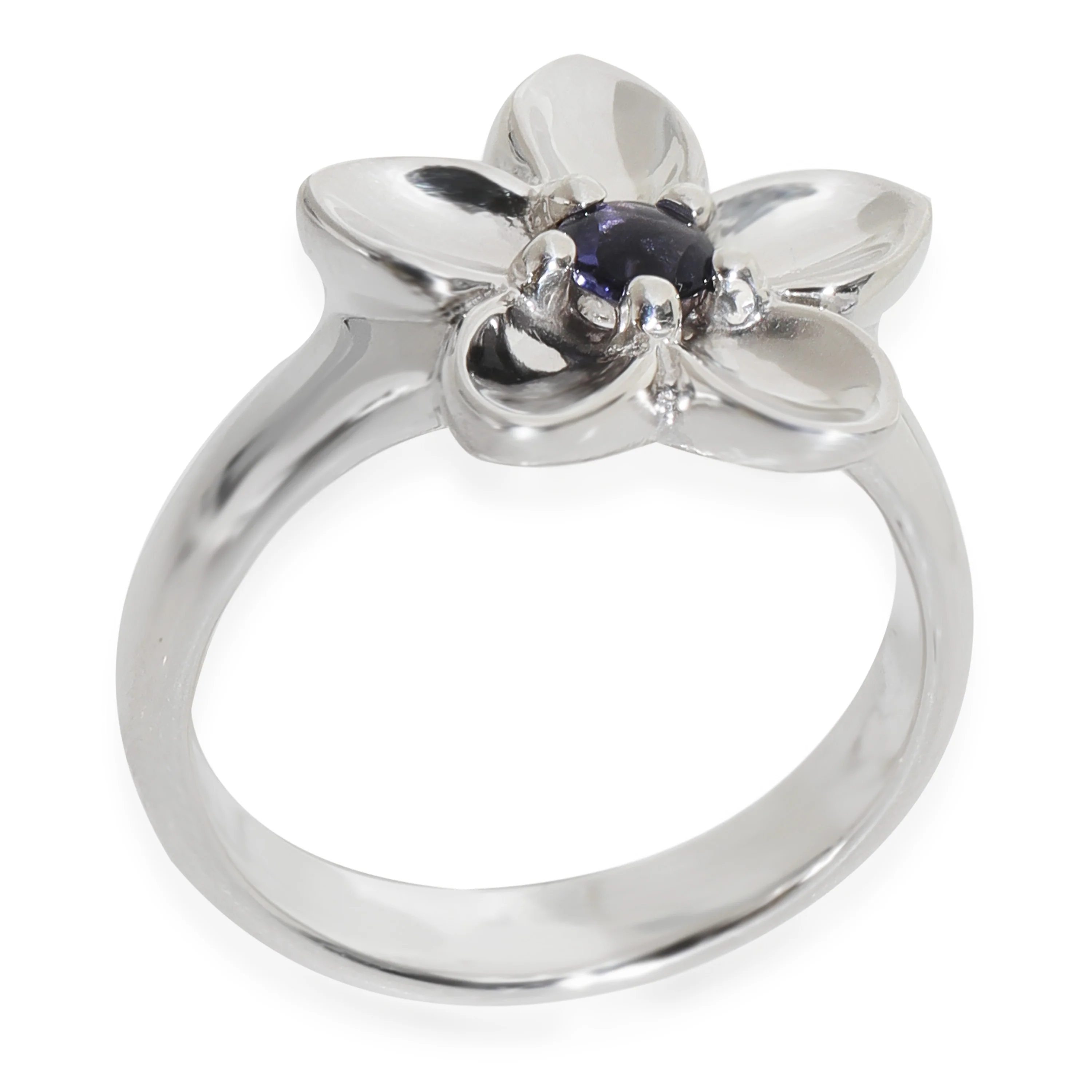 Sterling Silver Iolite Vintage Flower Ring - Image 3