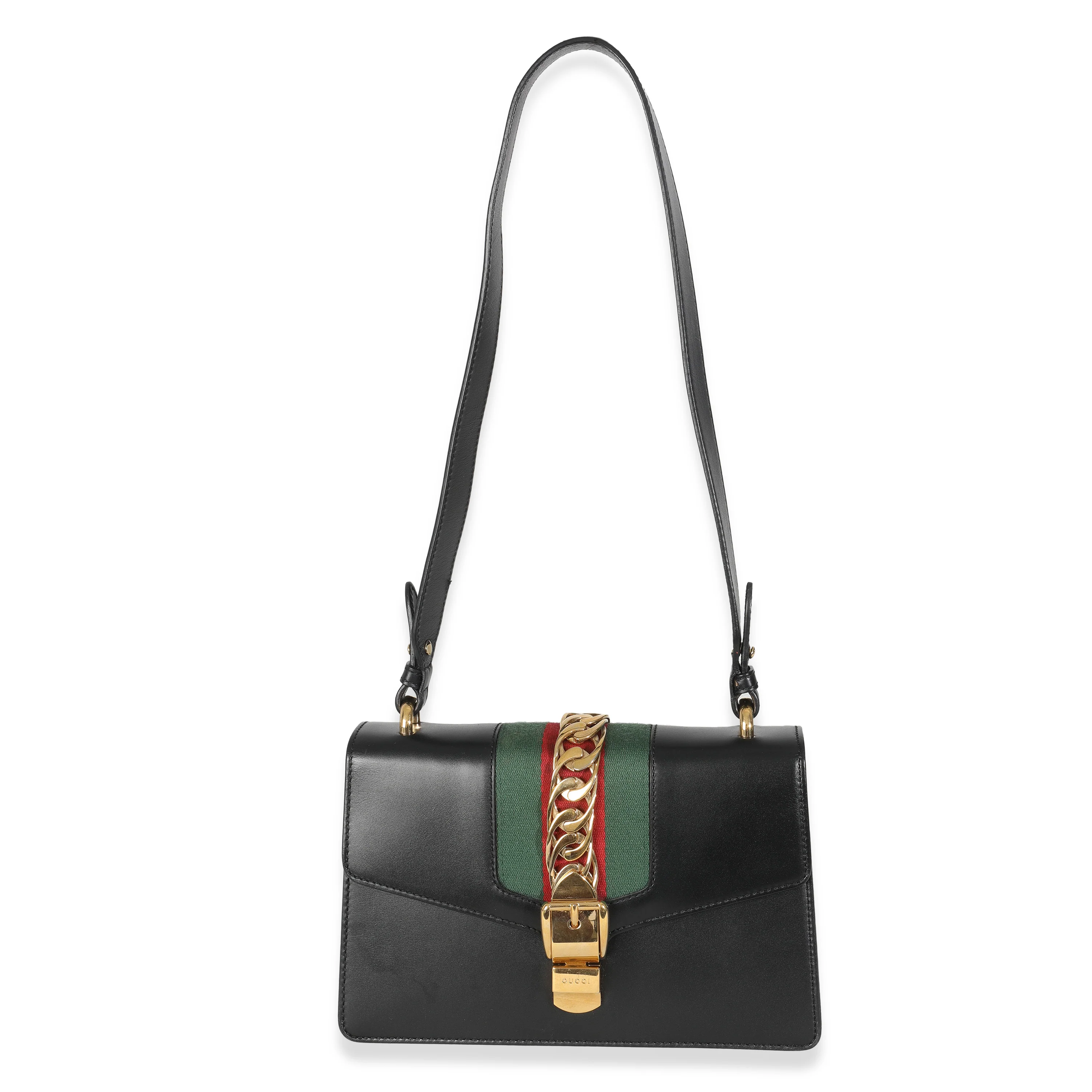 Black Calfskin Web Small Sylvie Shoulder Bag - Image 8