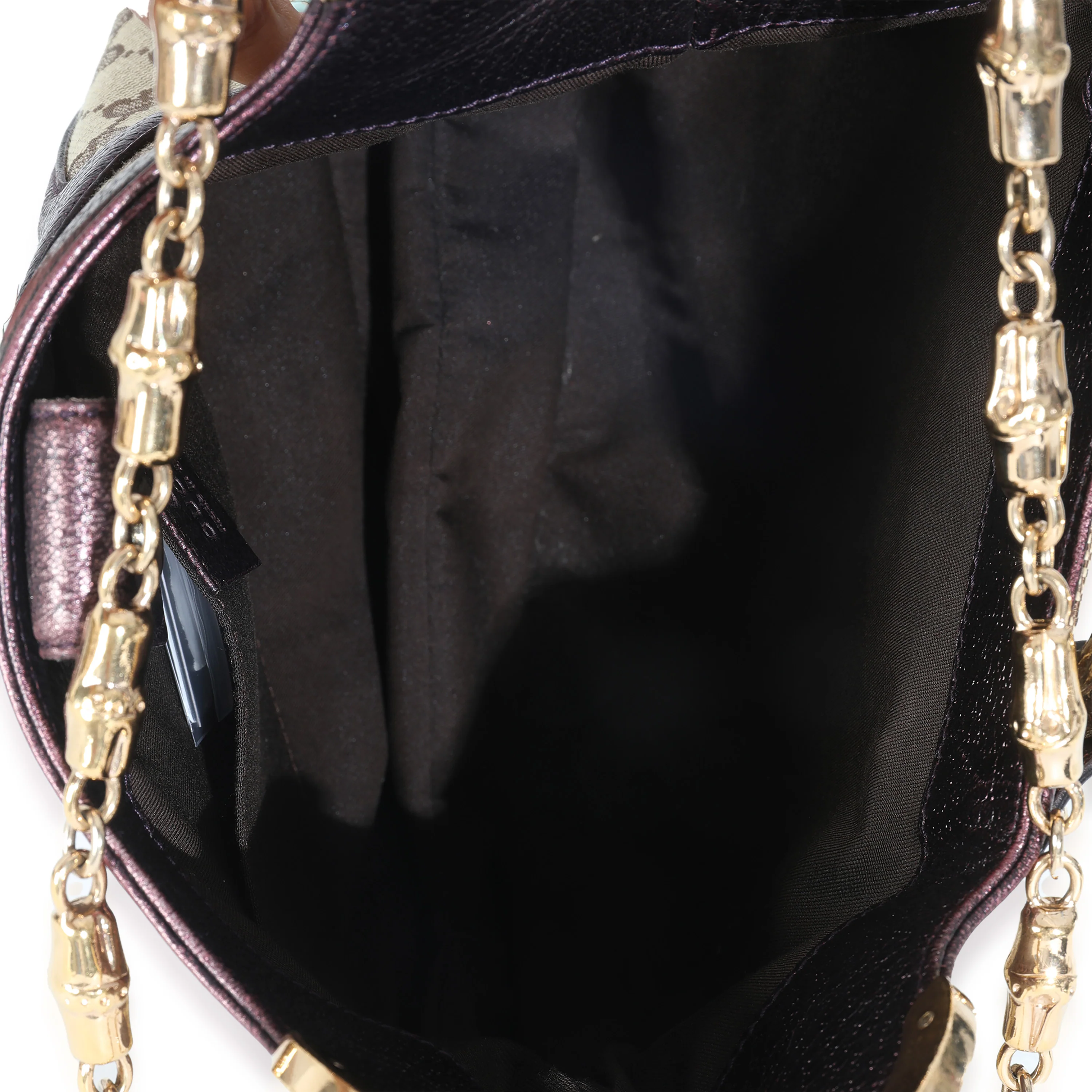 Tom Ford Metallic Purple Beige Monogram Bamboo Chain Shoulder Bag - Image 9