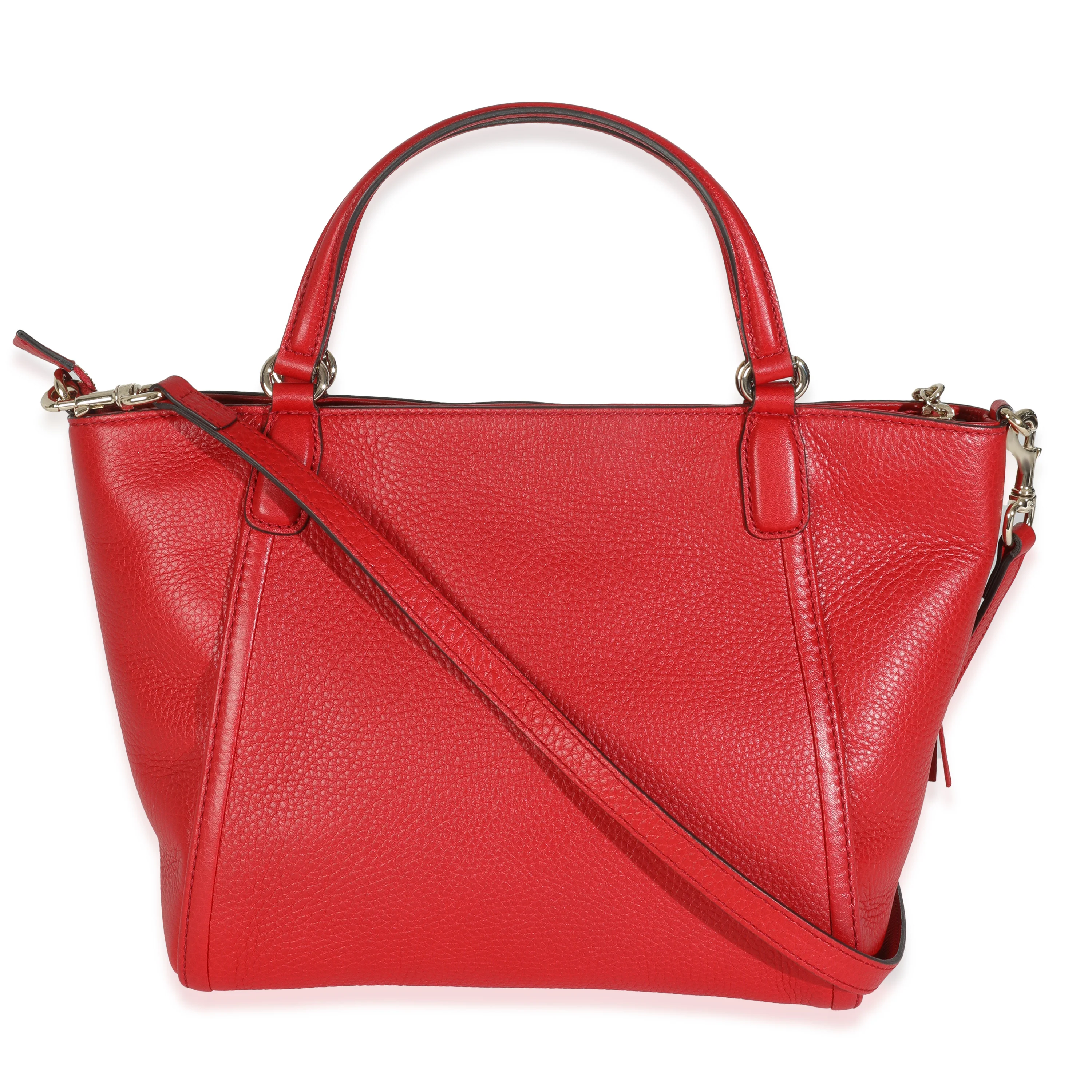 Red Pebbled Calfskin Small Soho Top Handle Bag - Image 4