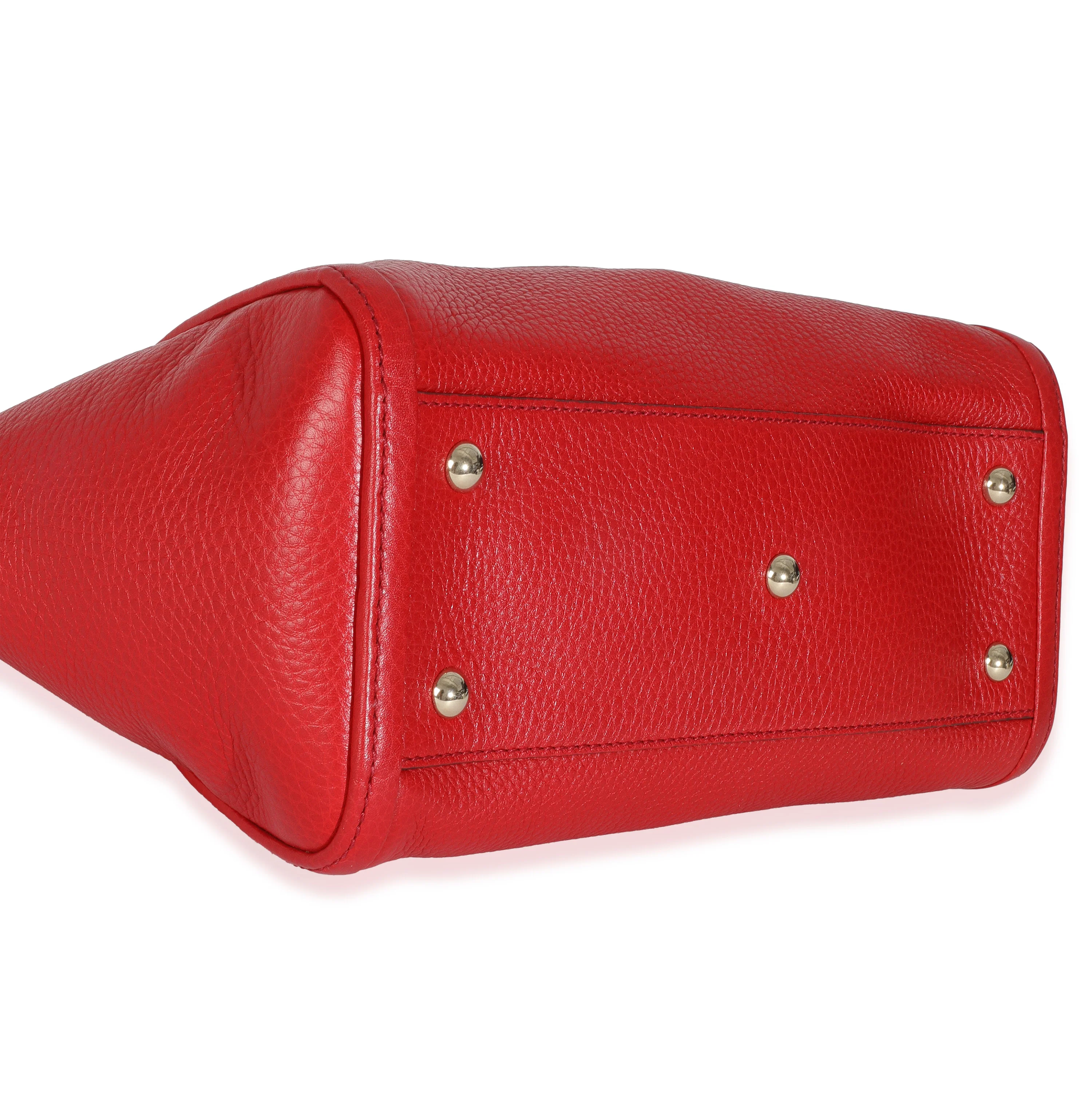 Red Pebbled Calfskin Small Soho Top Handle Bag - Image 7